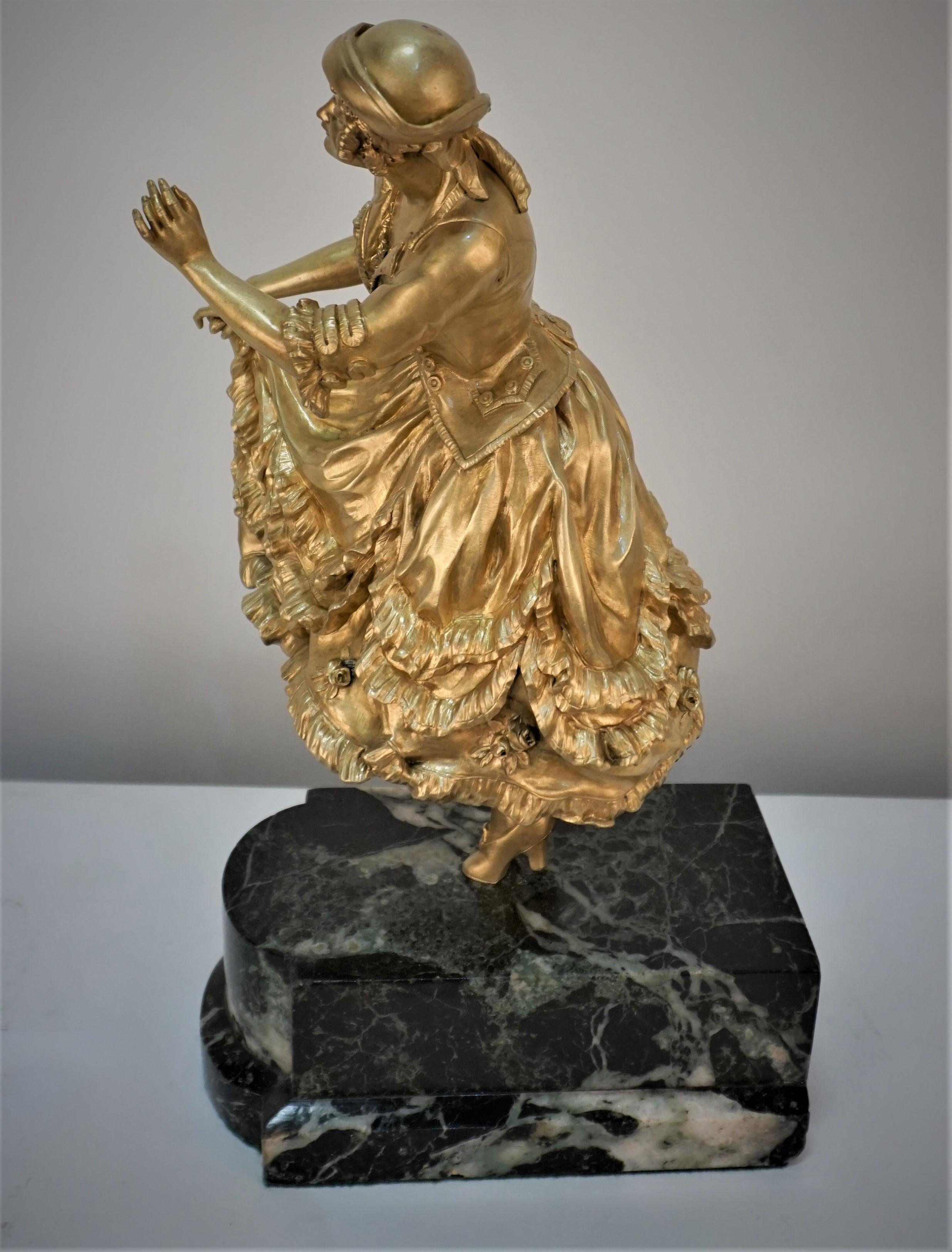Vergoldete Bronzeskulptur einer Frau im Tanz aus vergoldeter Bronze von Claire Jeanne Roberte Colinet im Angebot 6