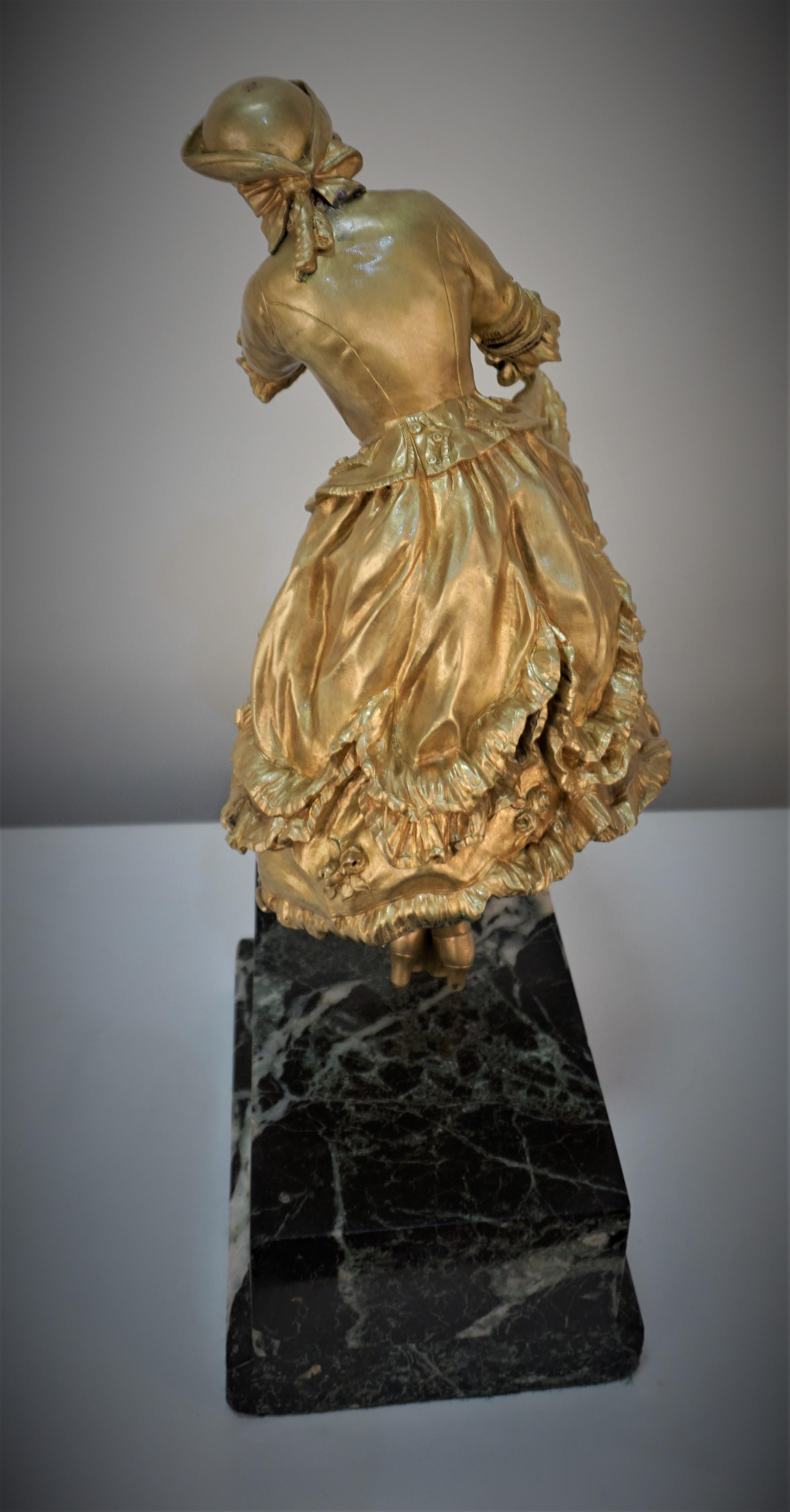 Vergoldete Bronzeskulptur einer Frau im Tanz aus vergoldeter Bronze von Claire Jeanne Roberte Colinet im Angebot 8