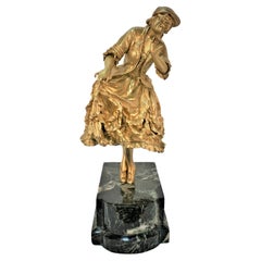 Gilt Bronze Sculpture of a Woman Dance by Claire Jeanne Roberte Colinet
