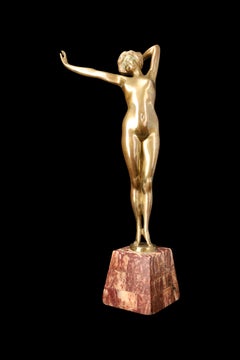 Escultura de bronce dorado "El Despertar" De Paul Philippe (1870-1930)