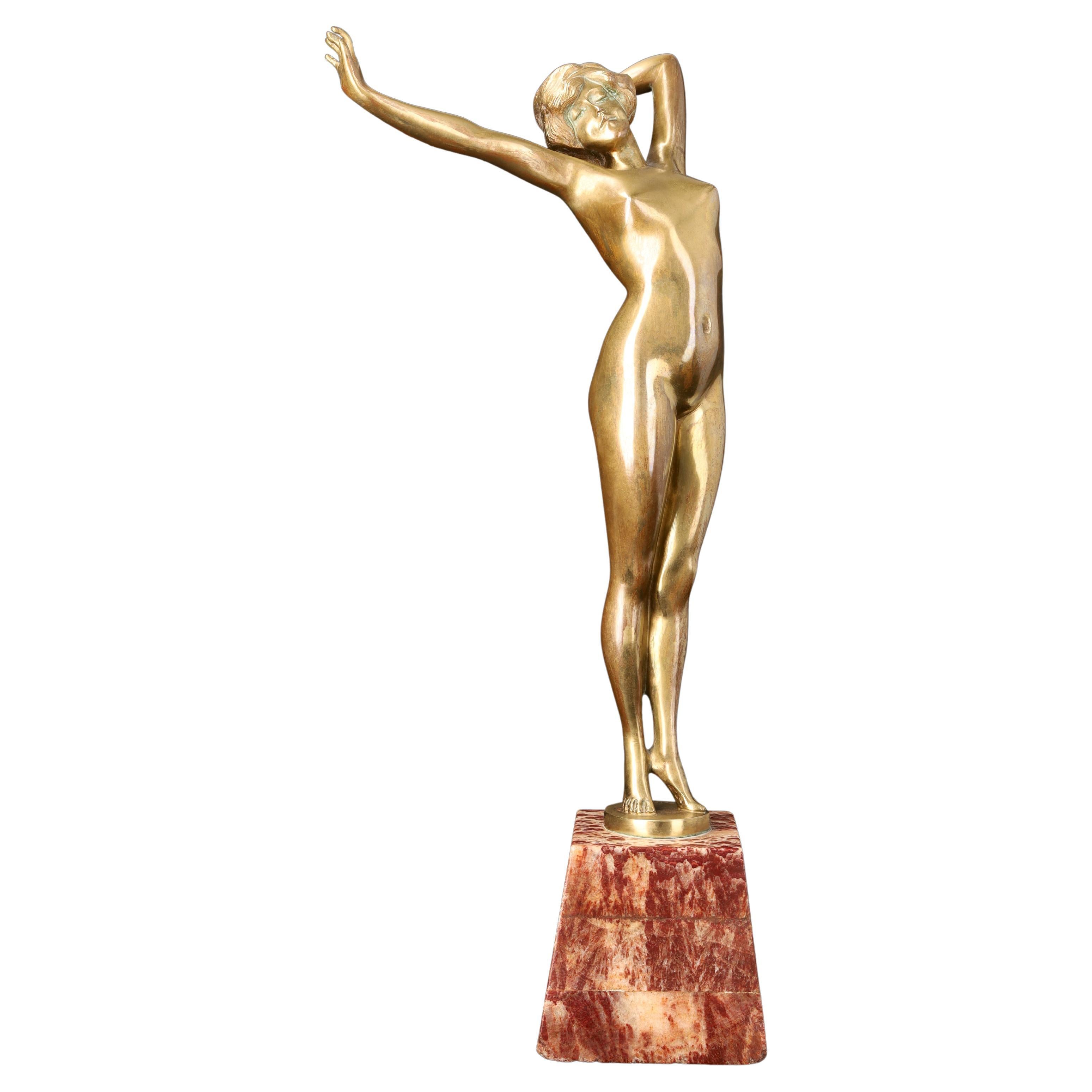 Scultura in bronzo dorato "Il Risveglio" di Paul Philippe (1870-1930)