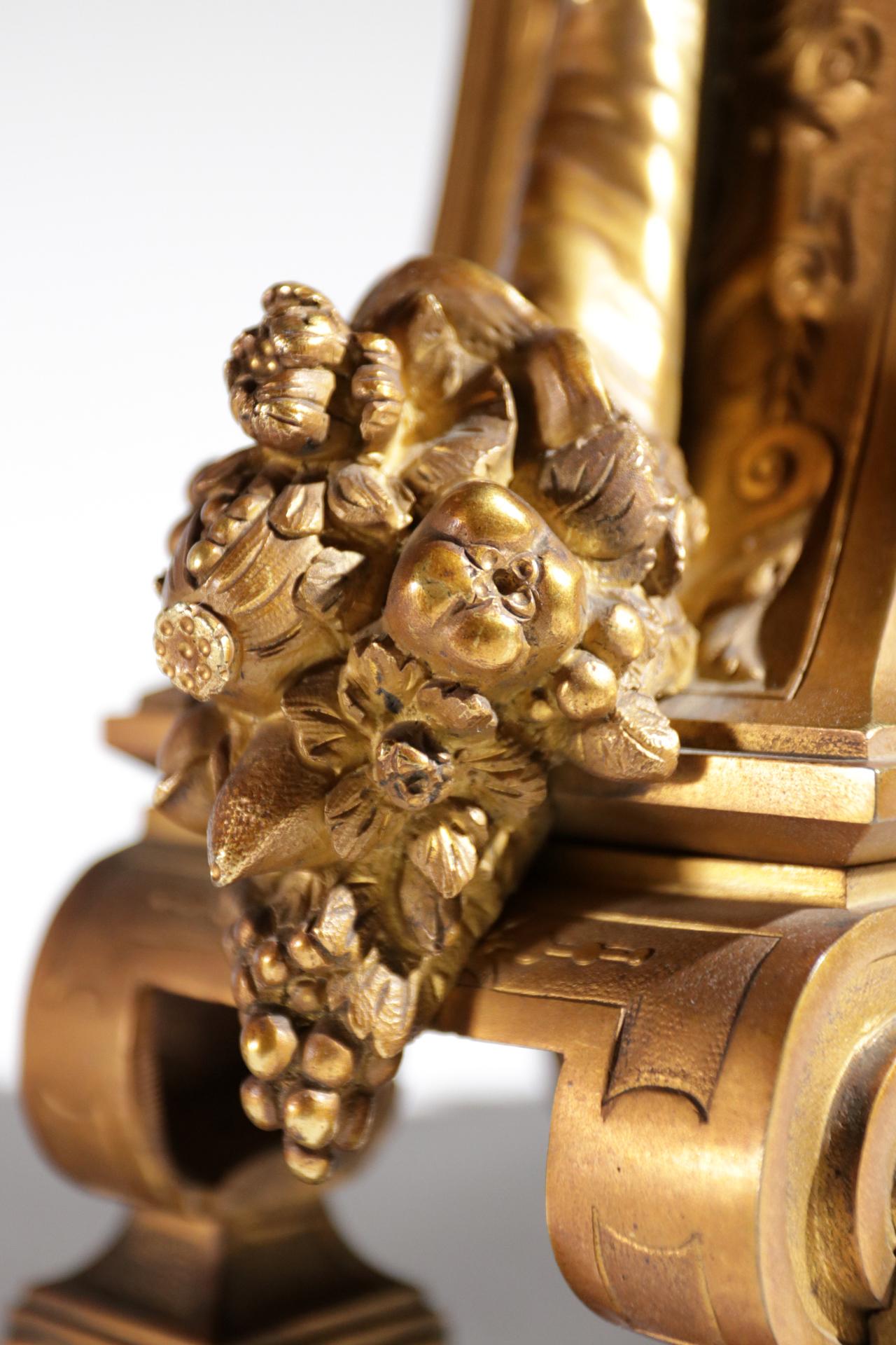 Gilt Bronze Sevres Style Clock Garniture, 19th Century For Sale 2