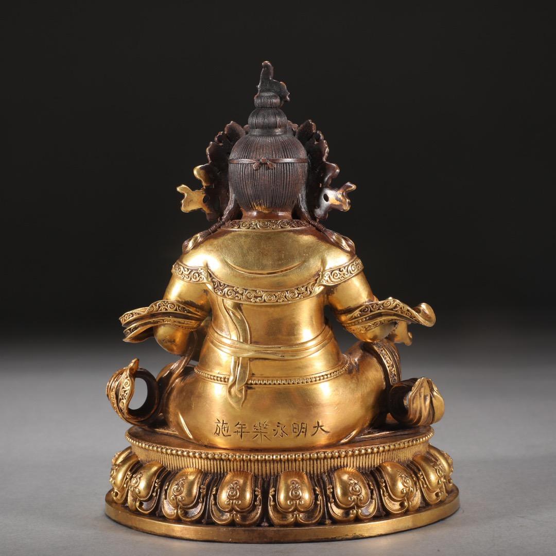 Bronze Statue de Bouddha de la Fortune assis en bronze doré - Symbole de prospérité et de paix en vente