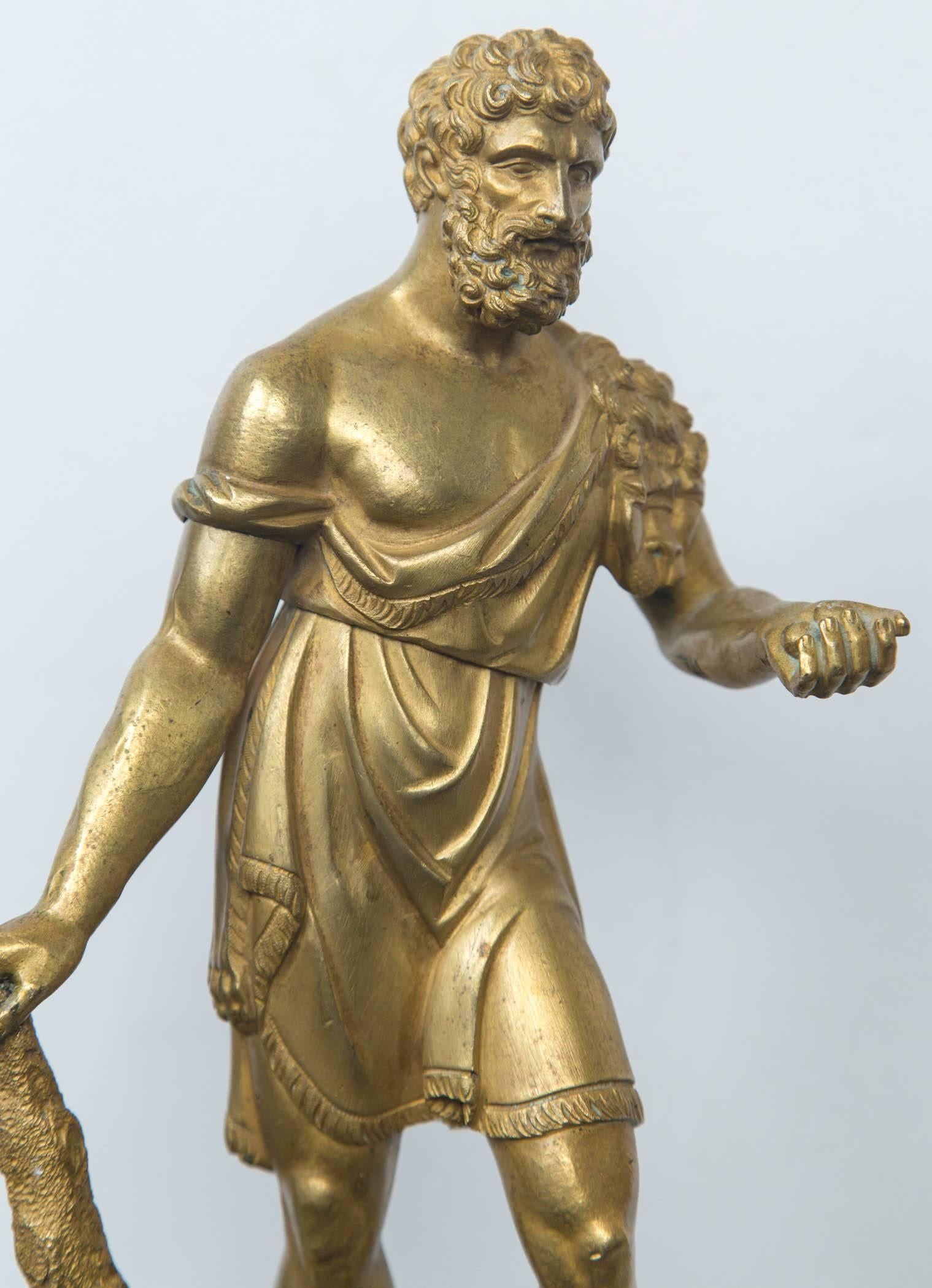 Neoclassical Gilt Bronze Standing Figure of Hercules For Sale