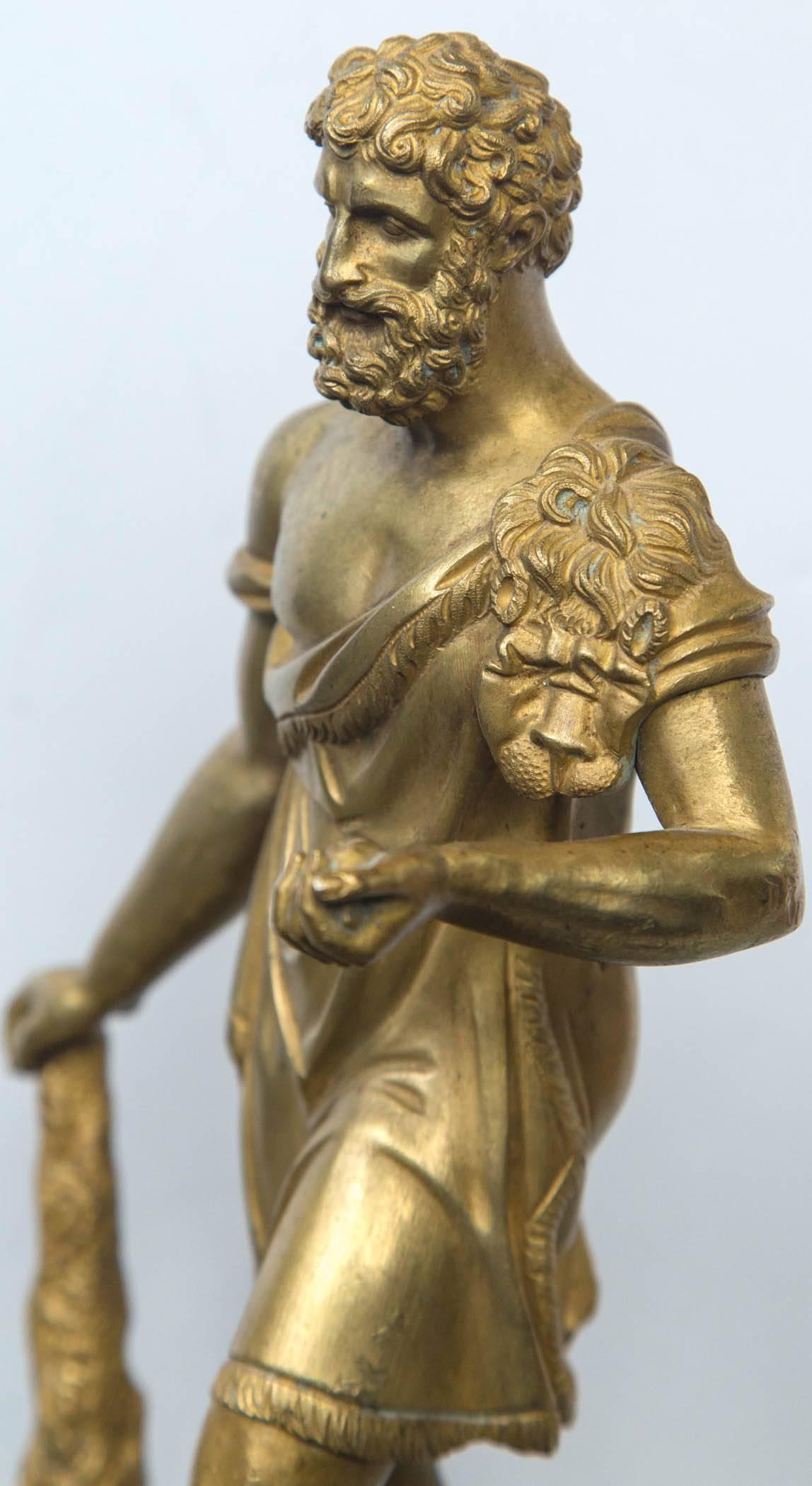 Gilt Bronze Standing Figure of Hercules In Good Condition For Sale In Woodbury, CT