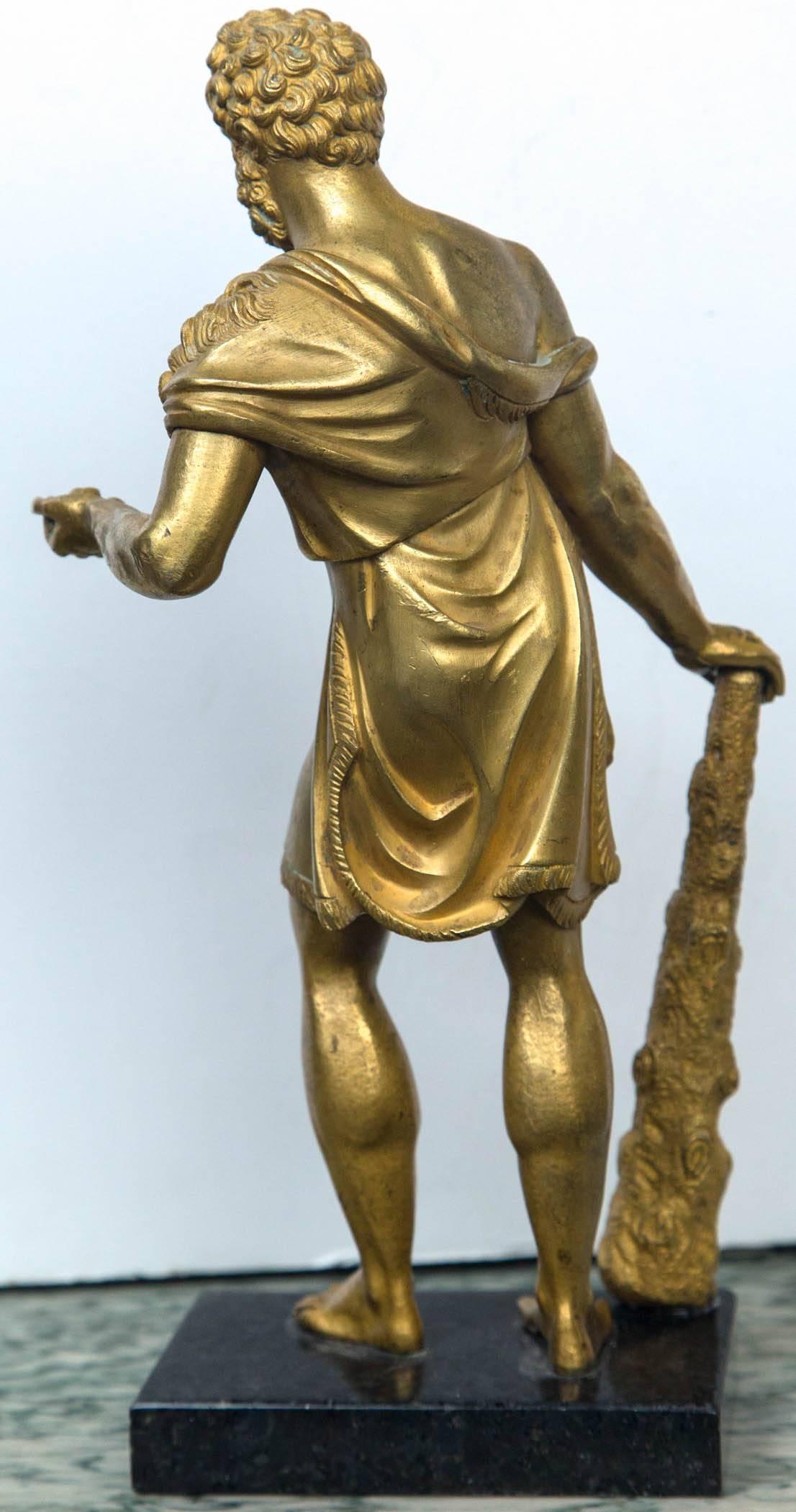 19th Century Gilt Bronze Standing Figure of Hercules For Sale