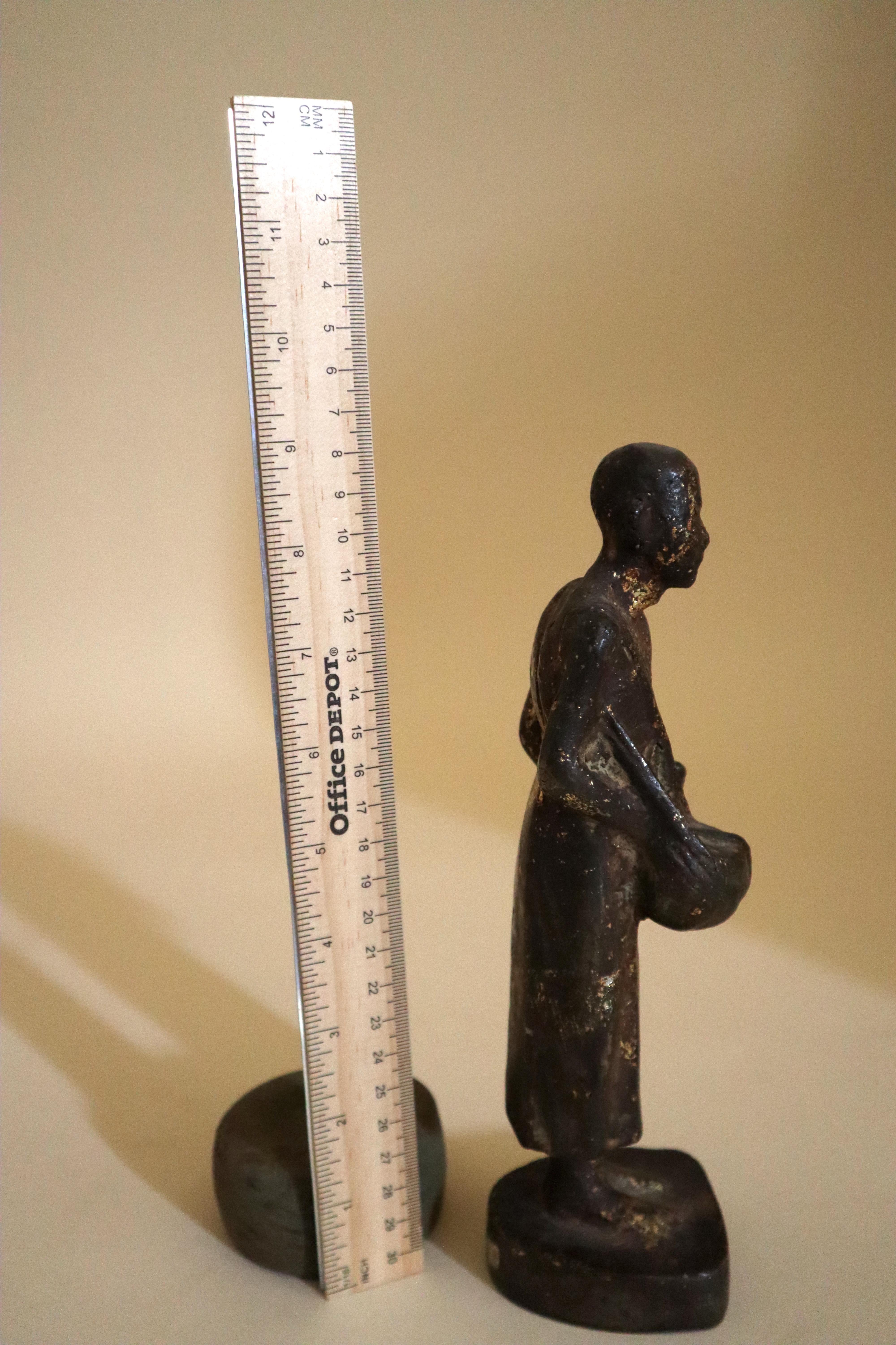 Store closing March 31.  Buddhist Monk Votive Figure 19th C Patina For Sale 3