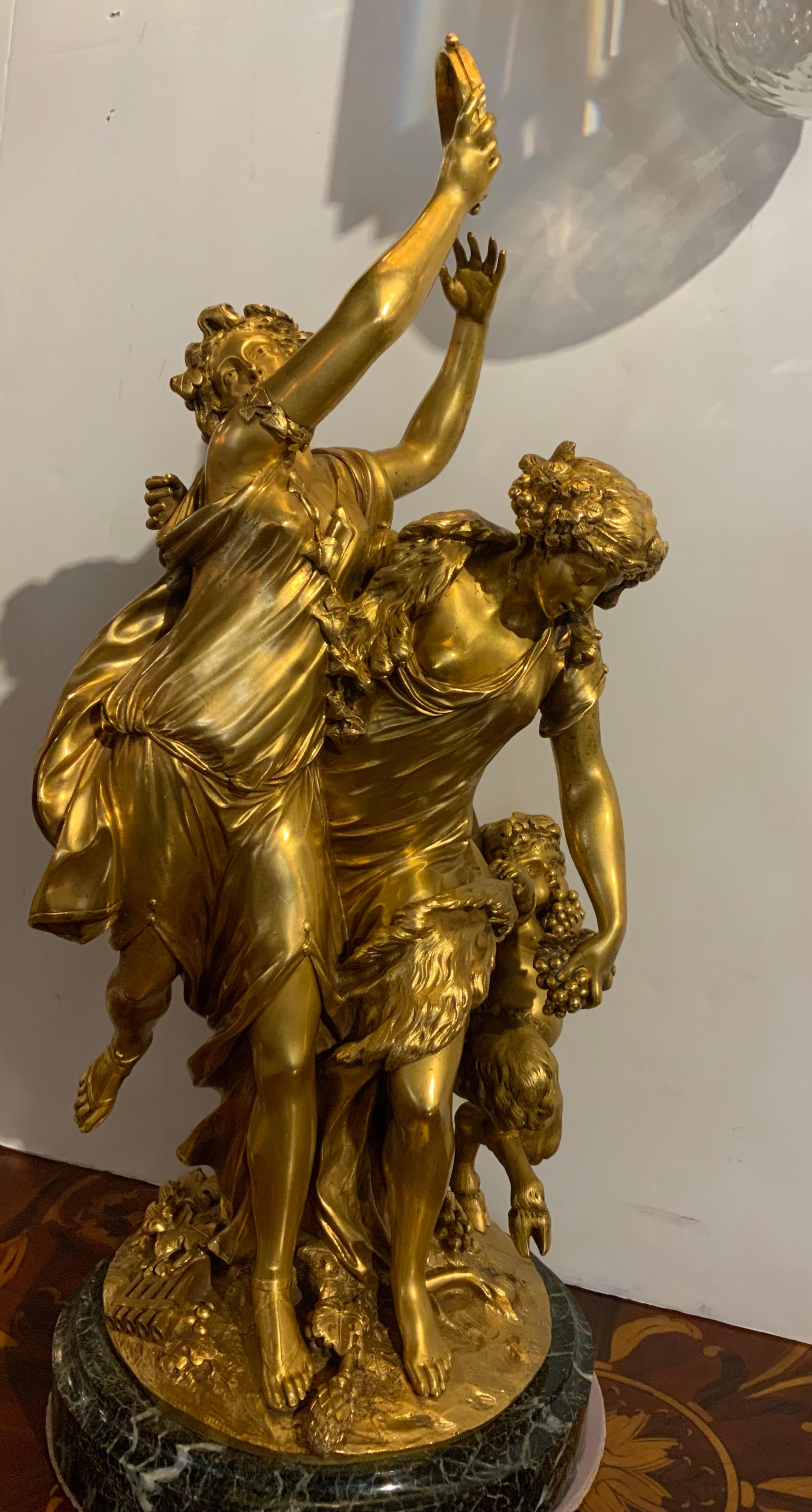 Gilt Bronze Statue After Claude Michel Clodion, French Sculptor, 1738-1814 For Sale 6