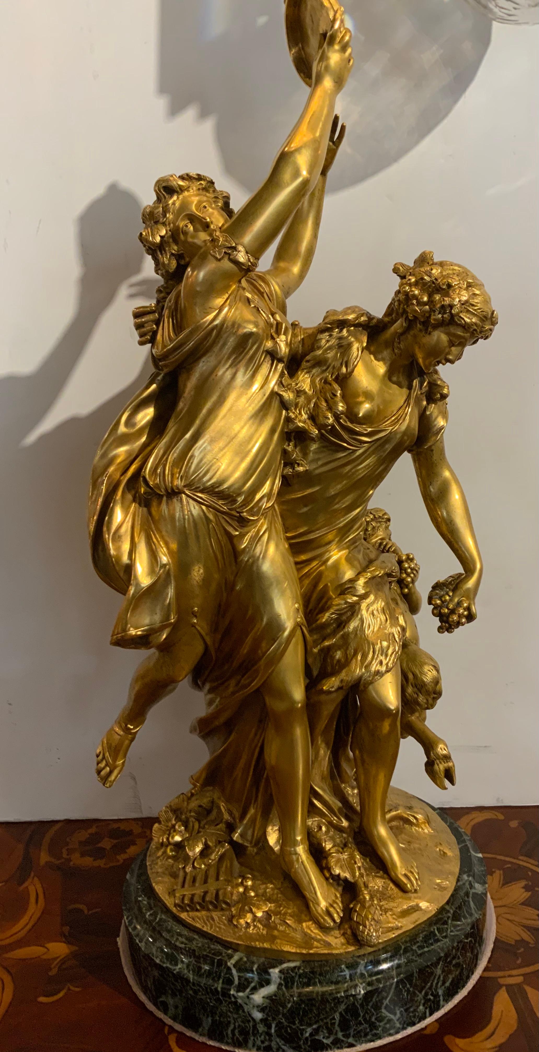 Gilt Bronze Statue After Claude Michel Clodion, French Sculptor, 1738-1814 In Excellent Condition For Sale In Houston, TX