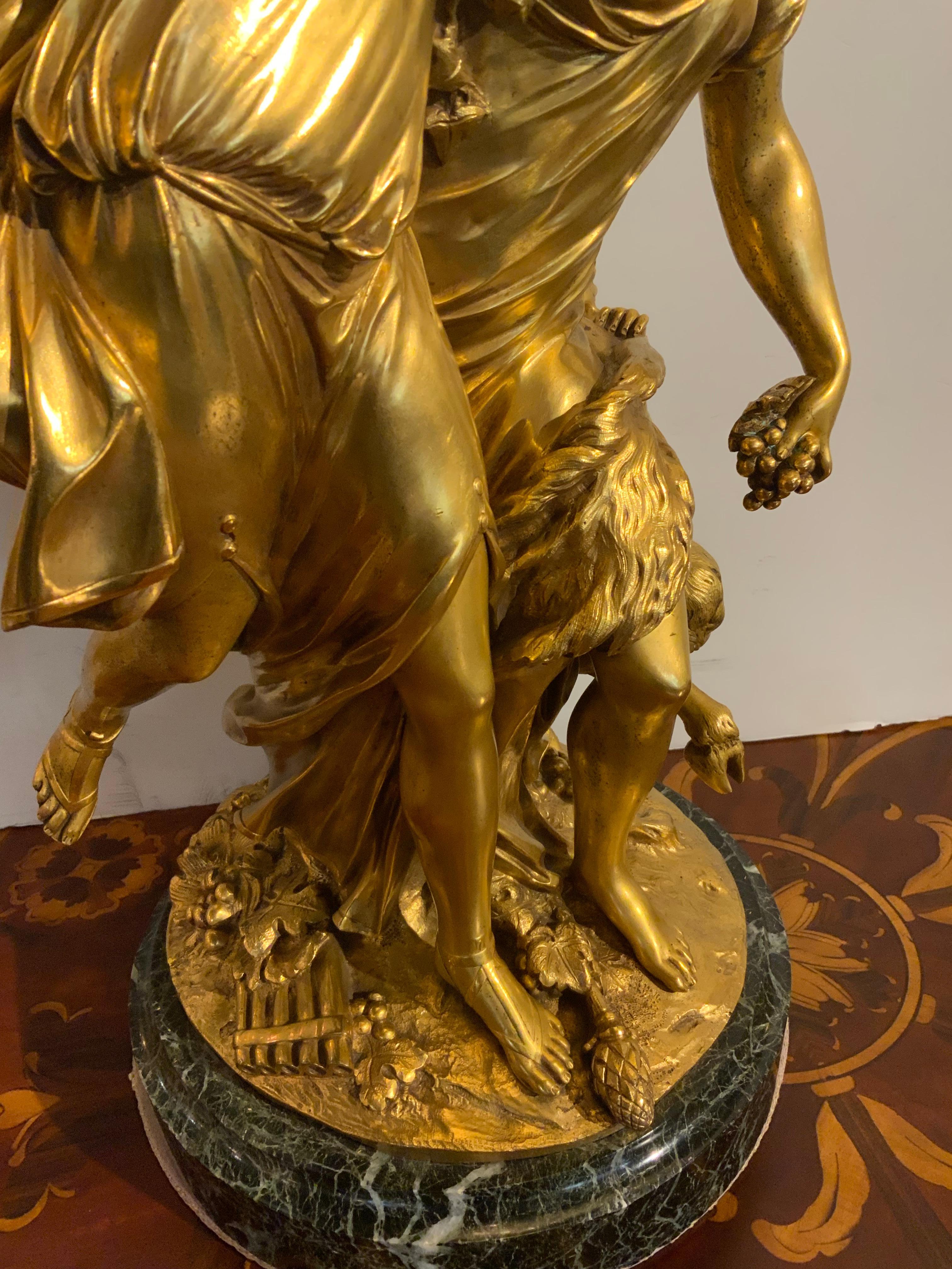 19th Century Gilt Bronze Statue After Claude Michel Clodion, French Sculptor, 1738-1814 For Sale