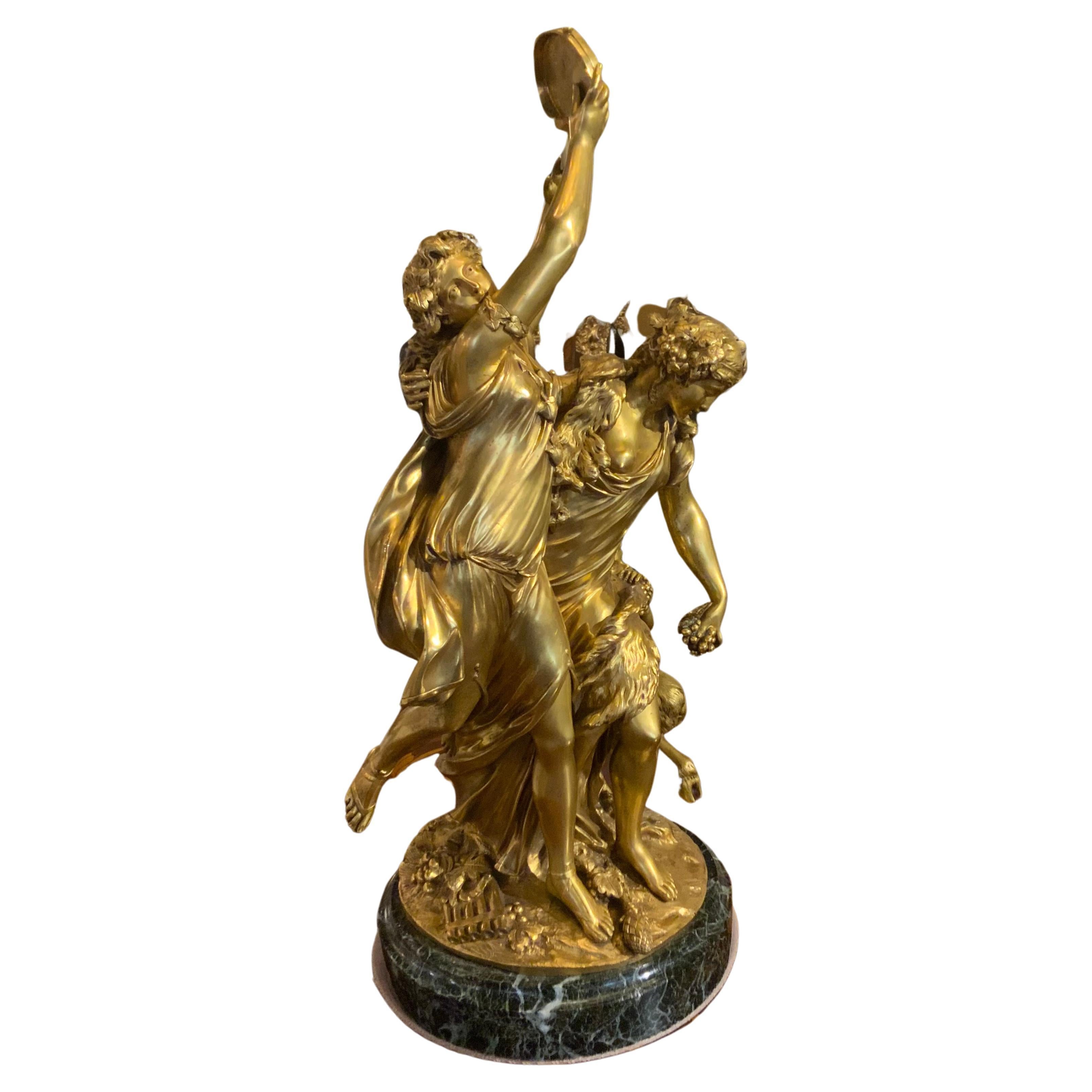 Vergoldete Bronzestatue nach Claude Michel Clodion, französischer Bildhauer, 1738-1814