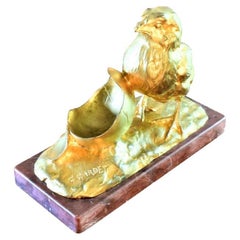 Vergoldete Bronzestatue eines Chick von Georges Gardet