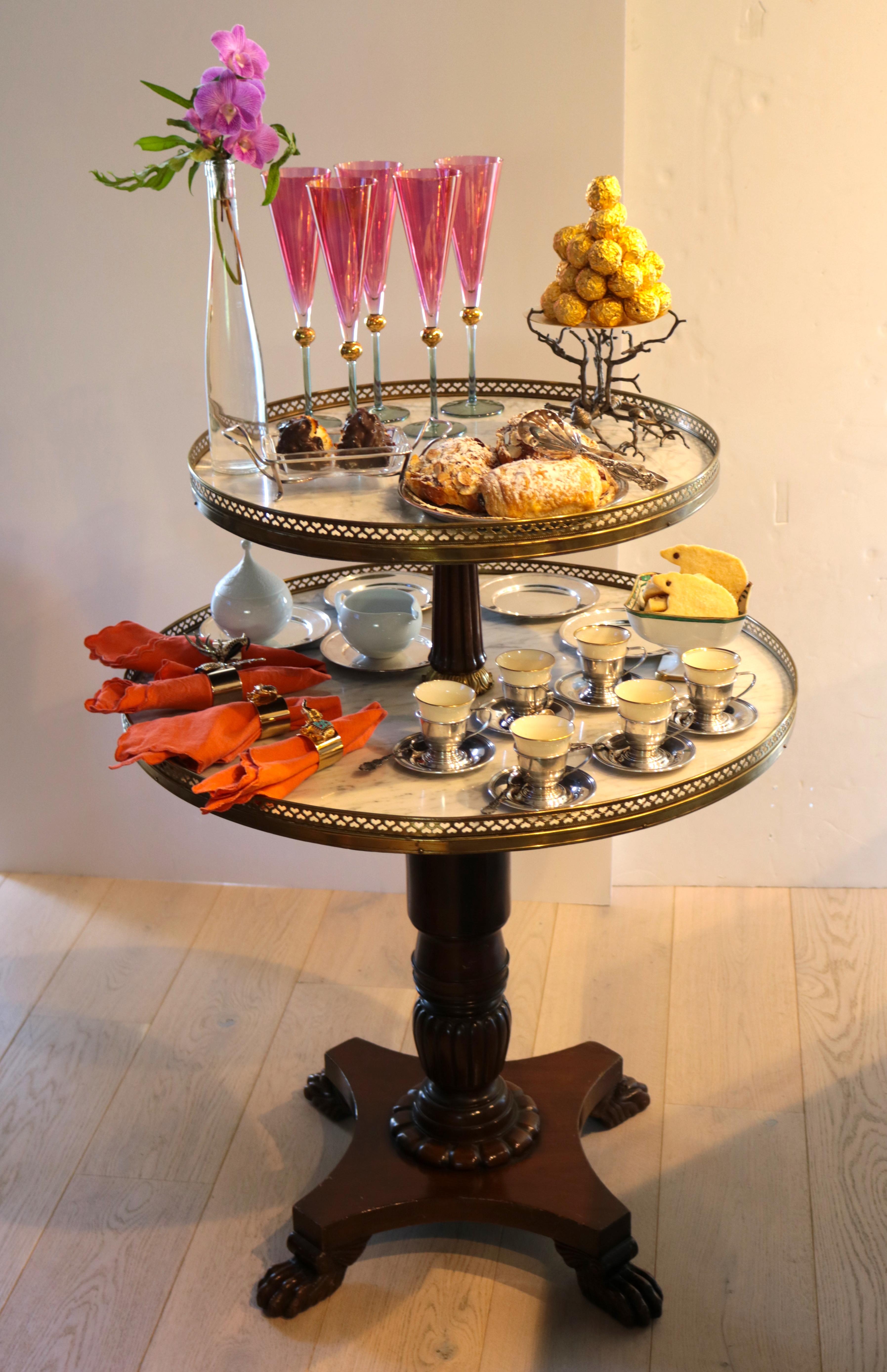 Belle Époque Gilt Bronze Swiveling Dessert Table Dumb Waiter -19th Century with Provenance