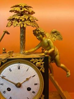 Gilt Bronze Table Clock « the Gardener Angel » French Work, Circa 1805