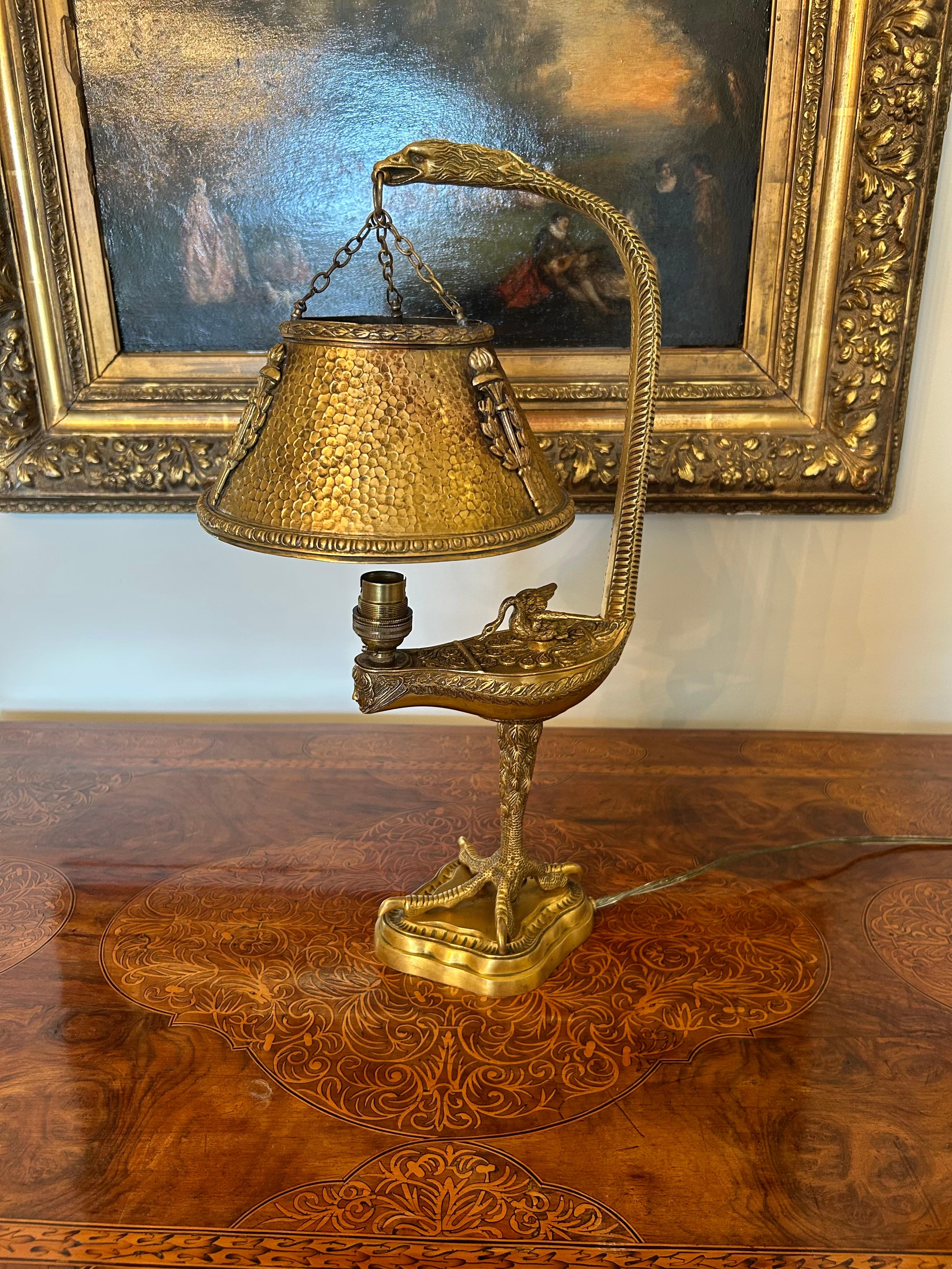 Empire Gilt Bronze Table Lamp, 19th Century For Sale