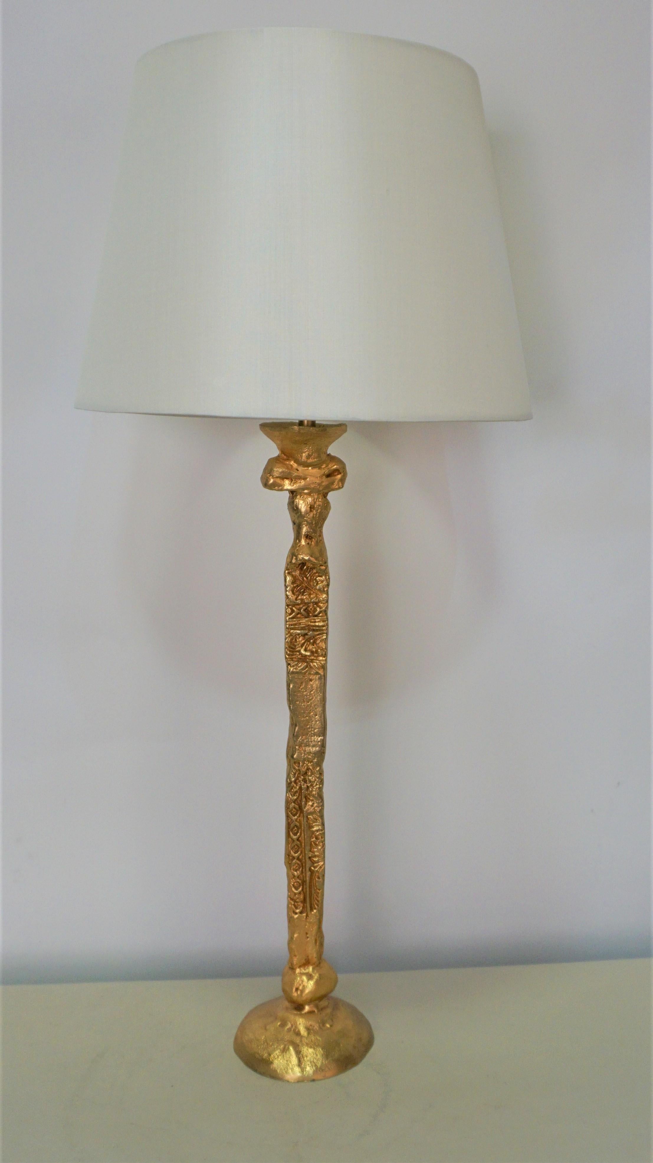 A fantastic 1980's sculptural gilt table lamp by Pierre Casenove for Fondica.