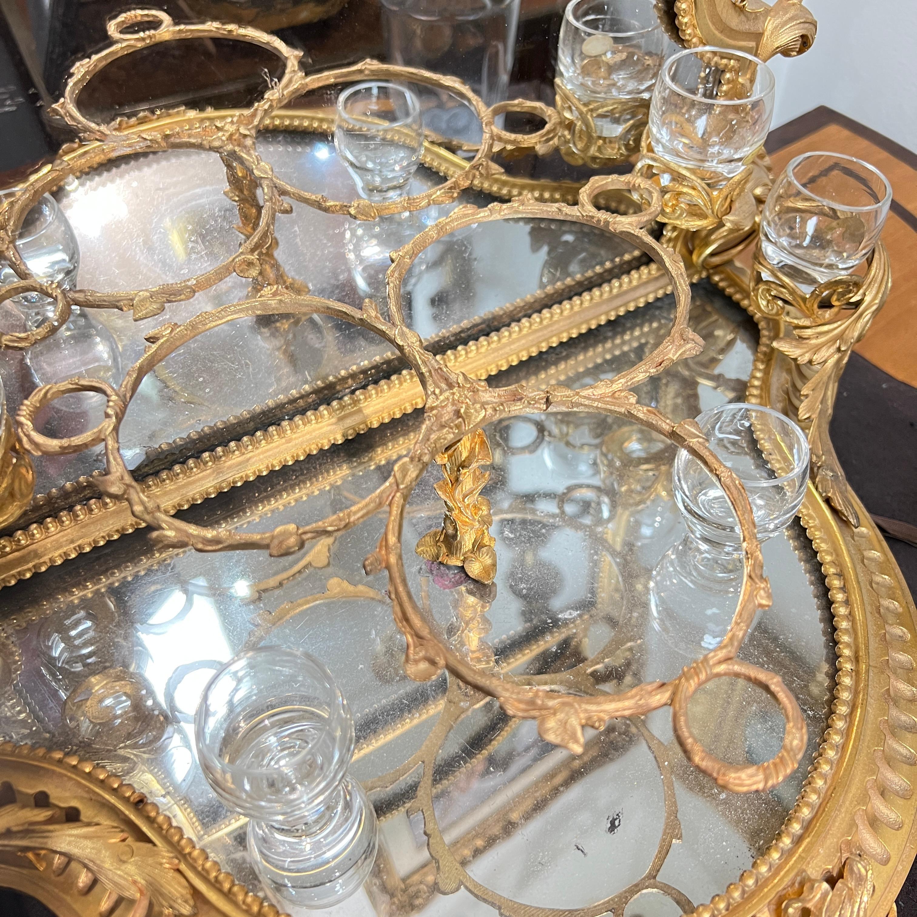 Gilt Bronze Tantalus and Glassware Set For Sale 11