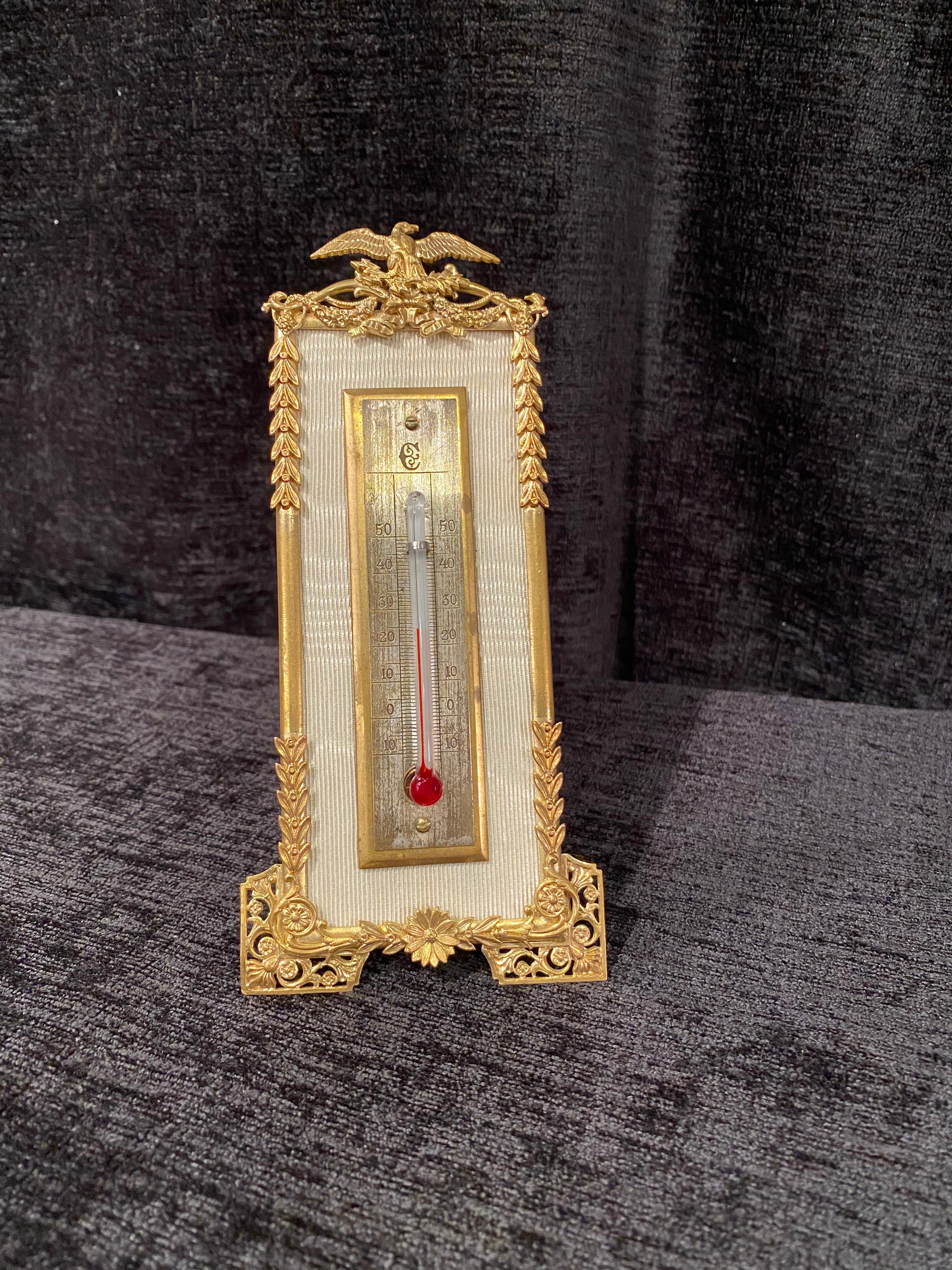 Bronze Gilt-bronze thermometer, 19th Century