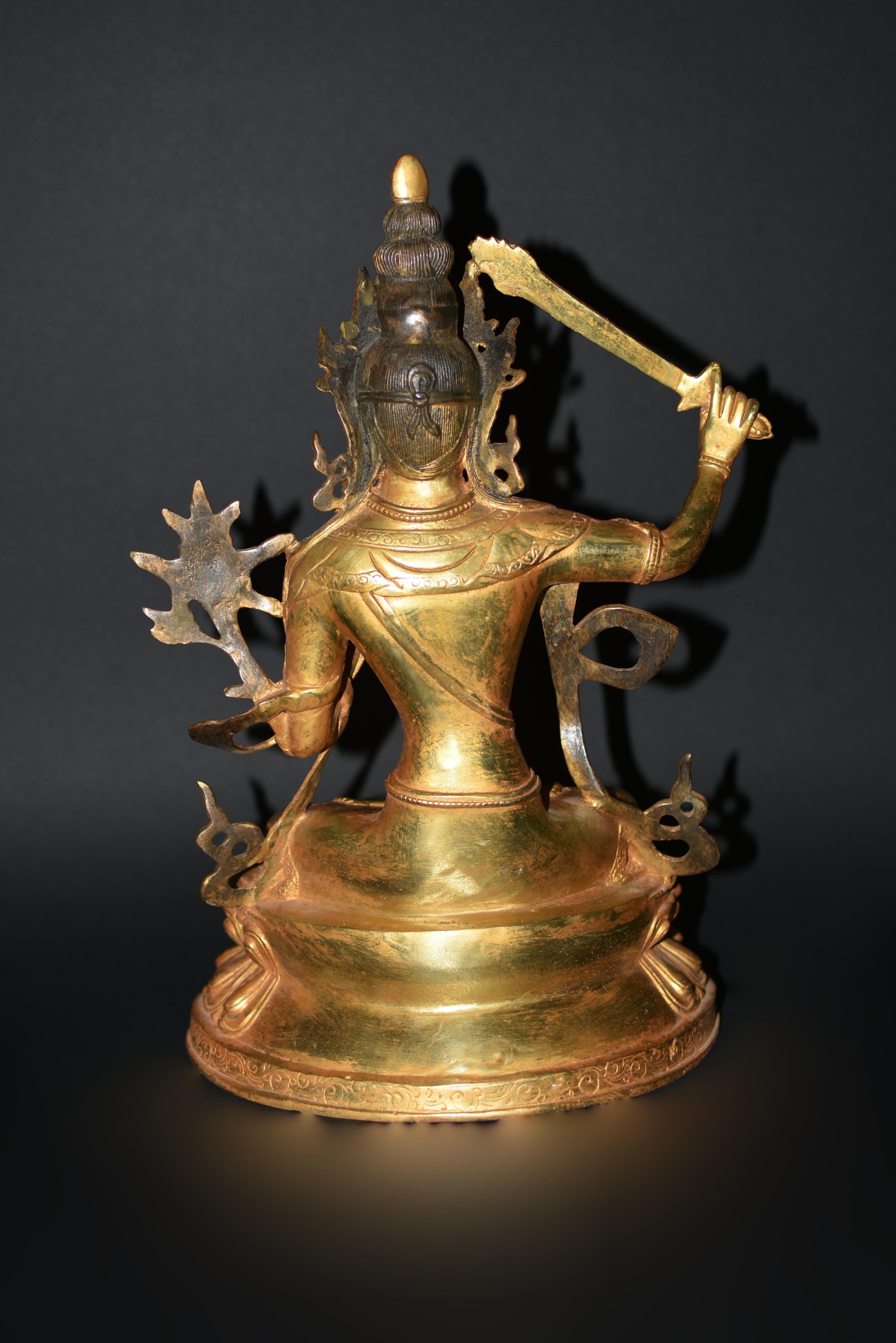 Gilt Bronze Tibetan Buddha Manjushree For Sale 7