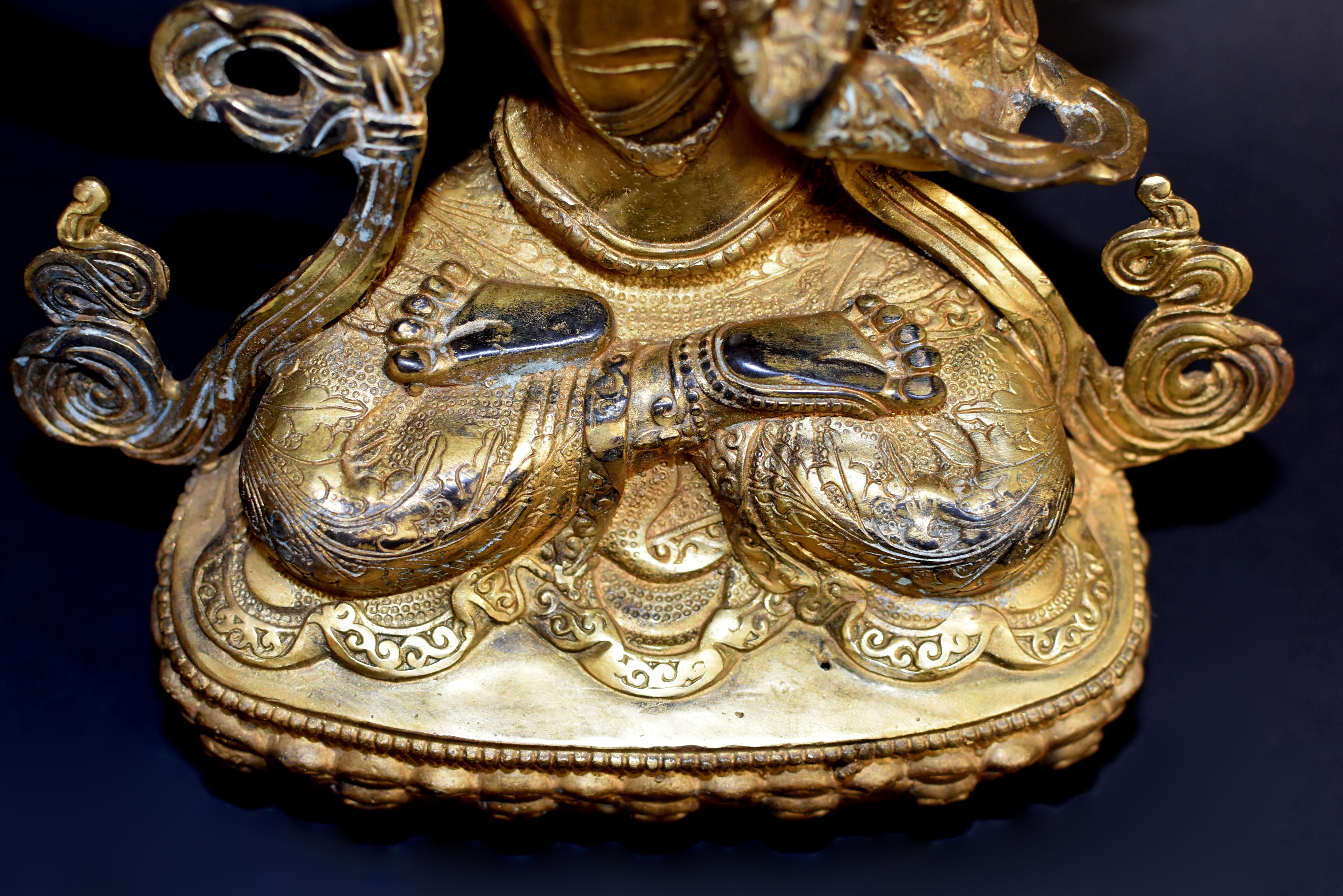 Gilt Bronze Tibetan Buddha Manjushree 10