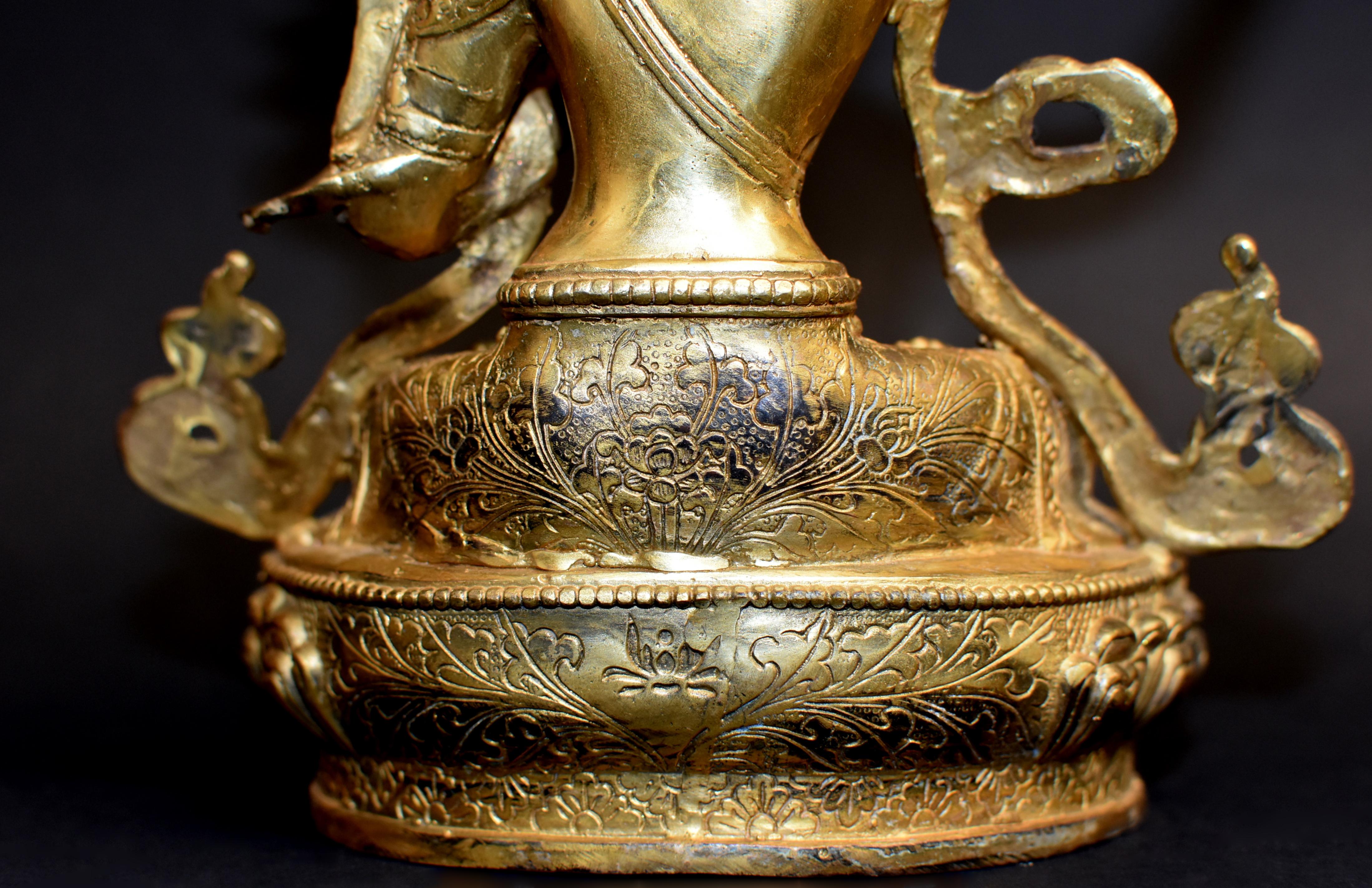 Gilt Bronze Tibetan Buddha Manjushree 15