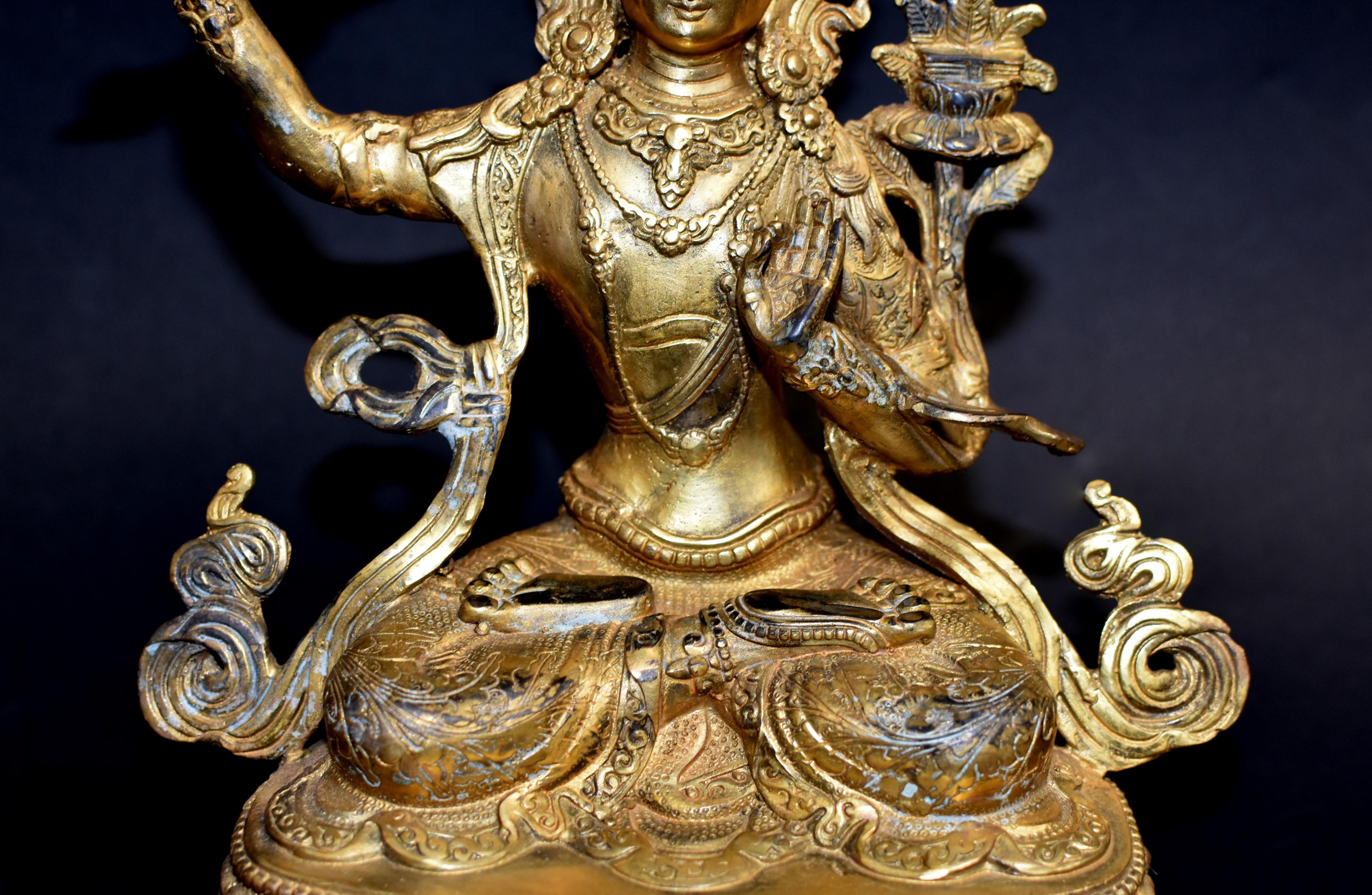 20th Century Gilt Bronze Tibetan Buddha Manjushree