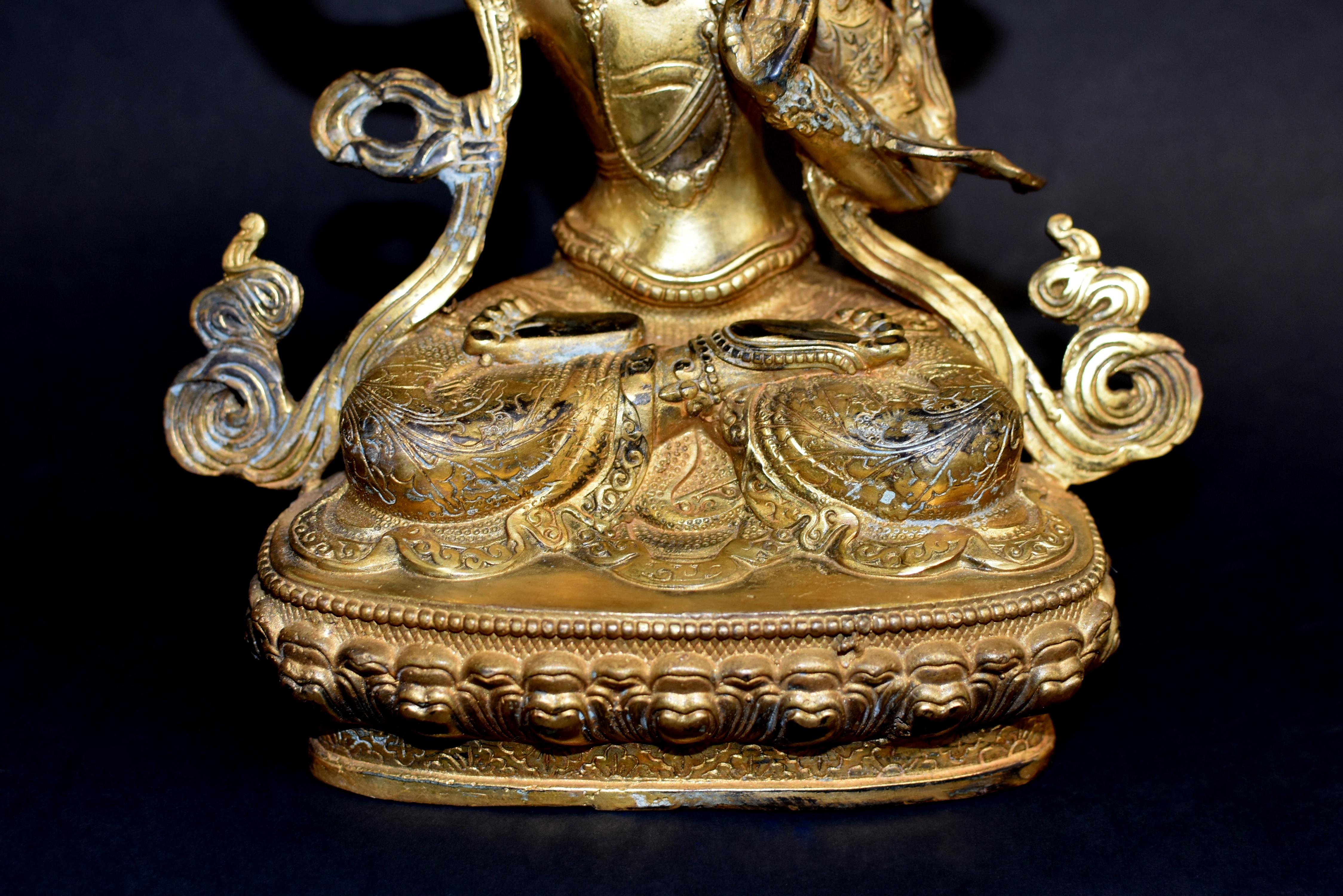 Gilt Bronze Tibetan Buddha Manjushree 1