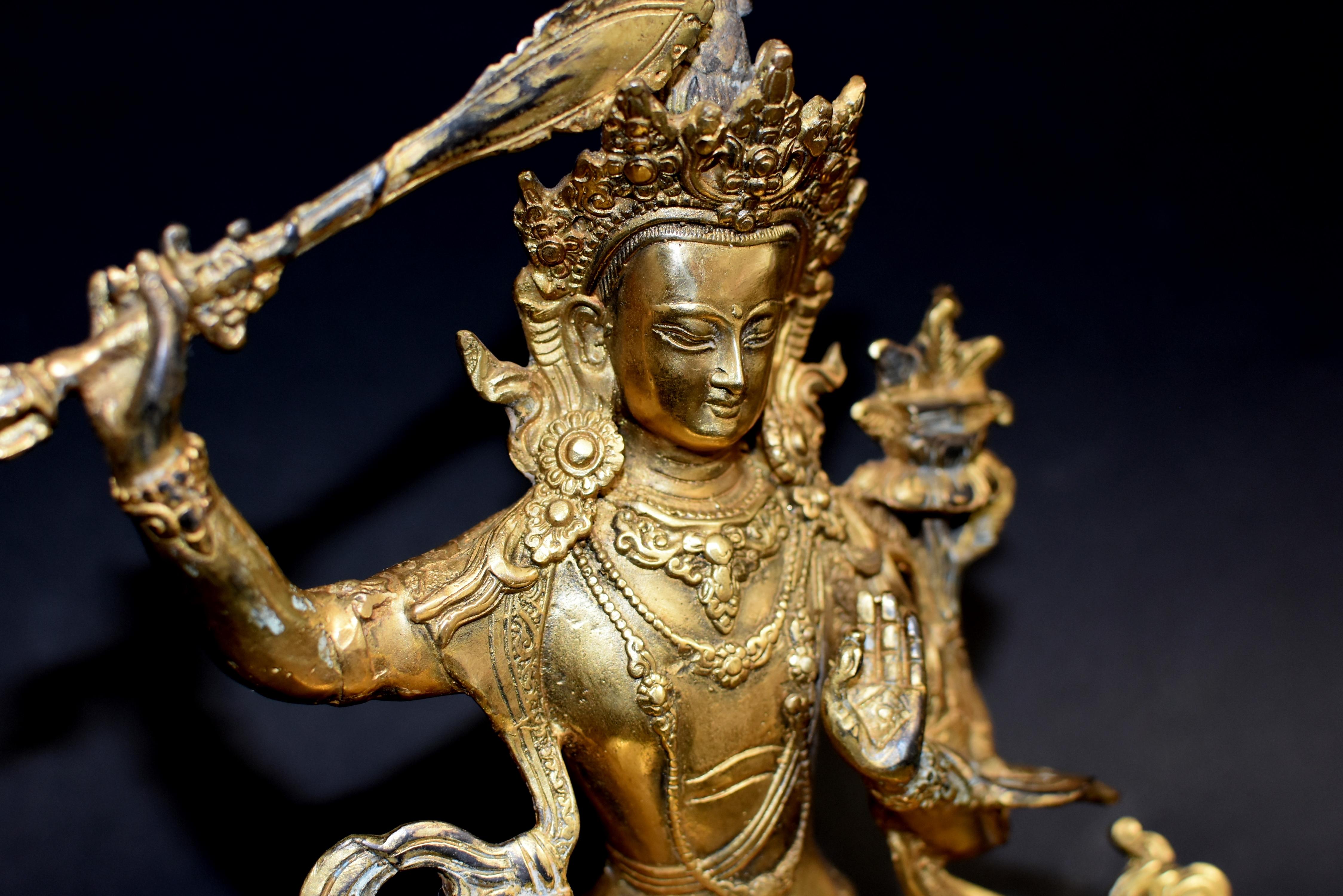 Gilt Bronze Tibetan Buddha Manjushree 2