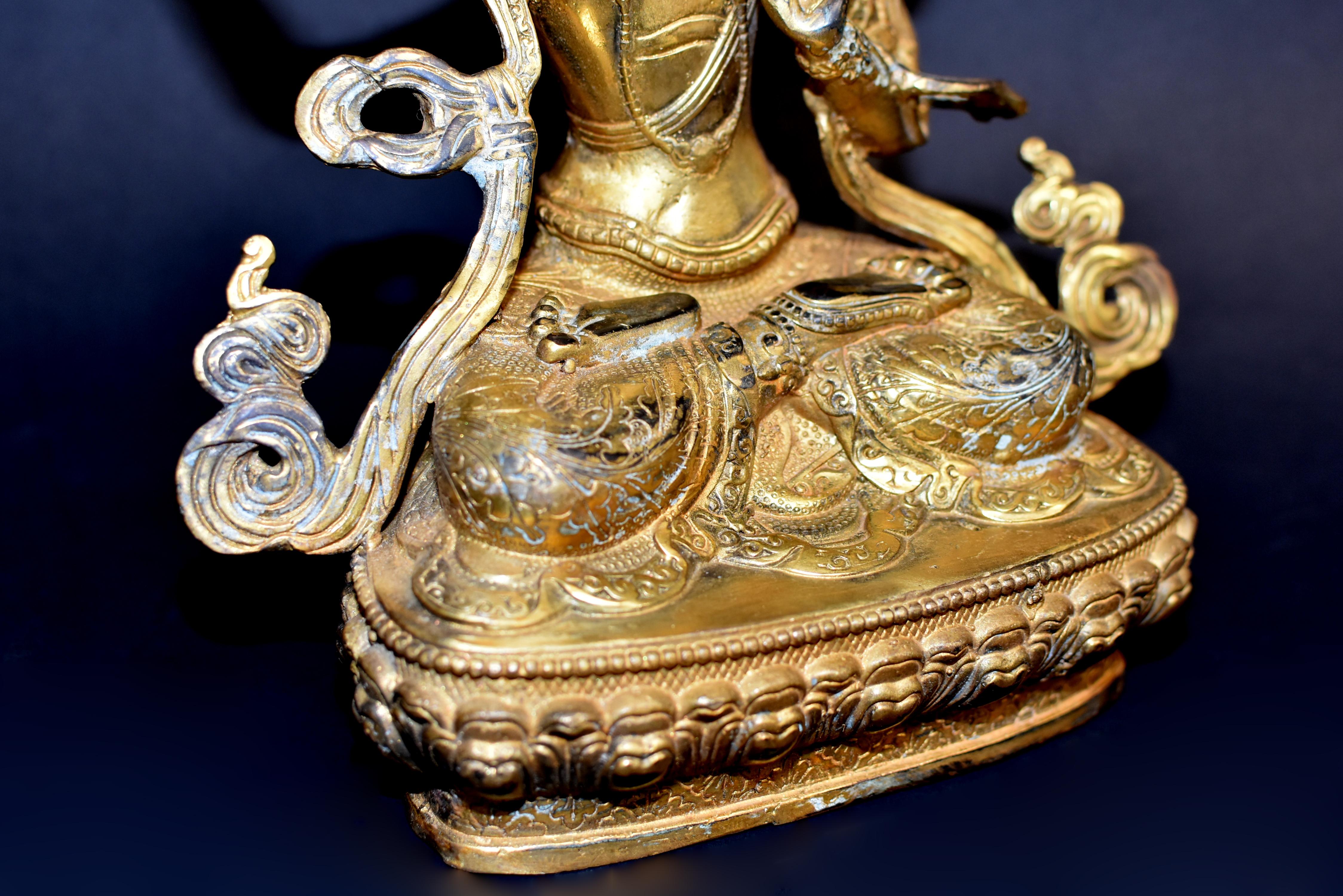 Gilt Bronze Tibetan Buddha Manjushree 3