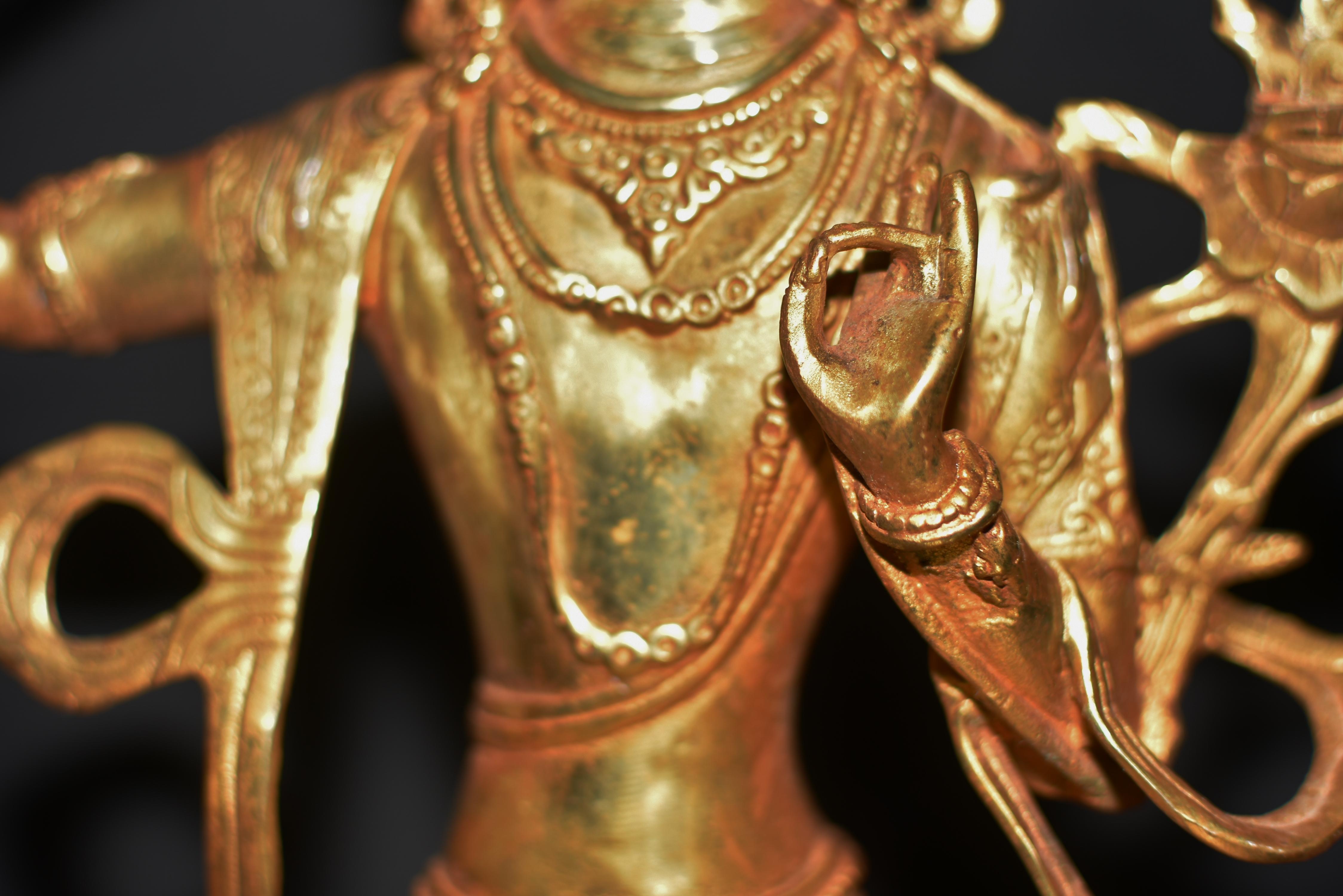 Gilt Bronze Tibetan Buddha Manjushree For Sale 3