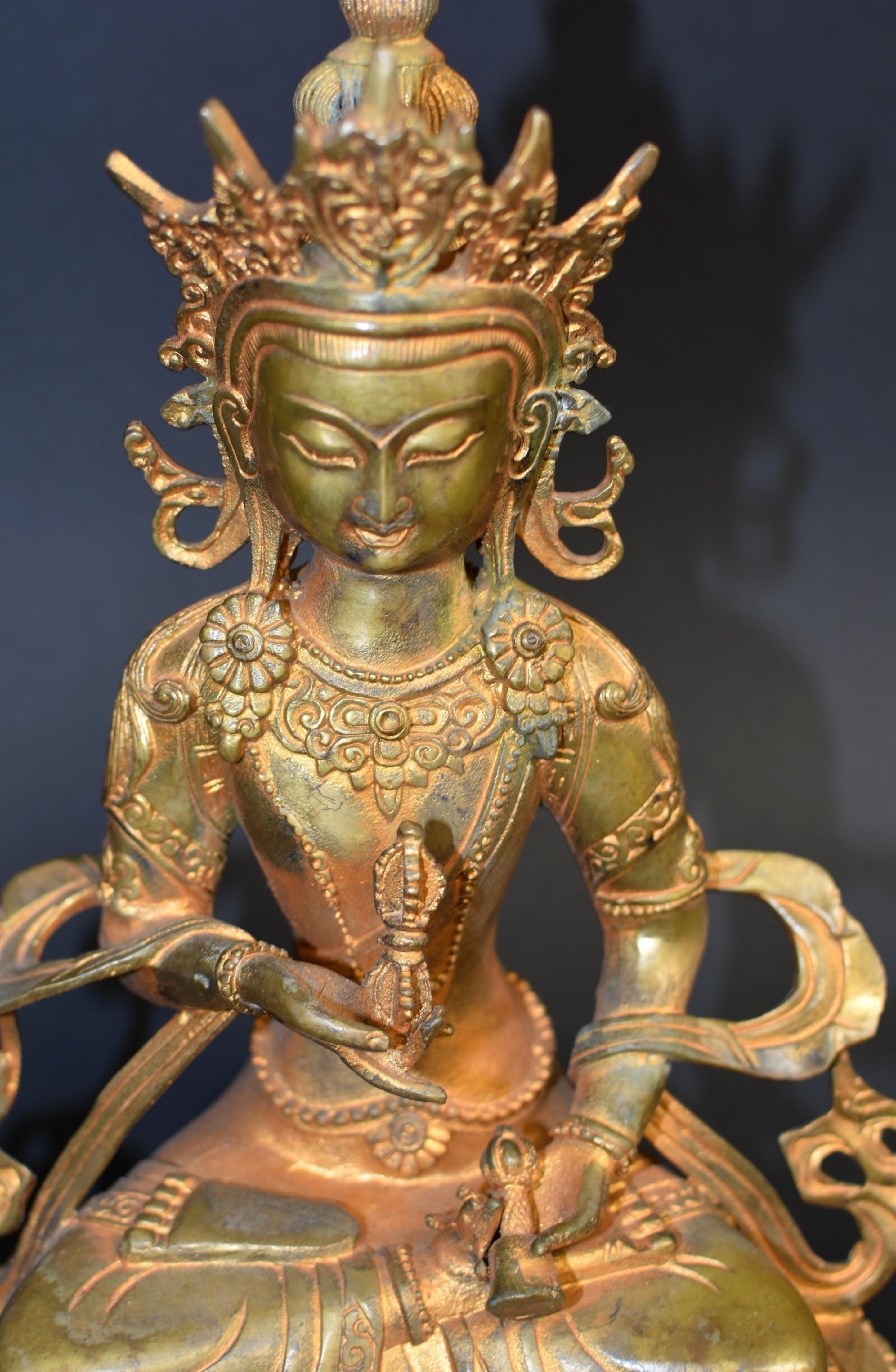 Gilt Bronze Tibetan Buddha Statue of Vajrassatva 9