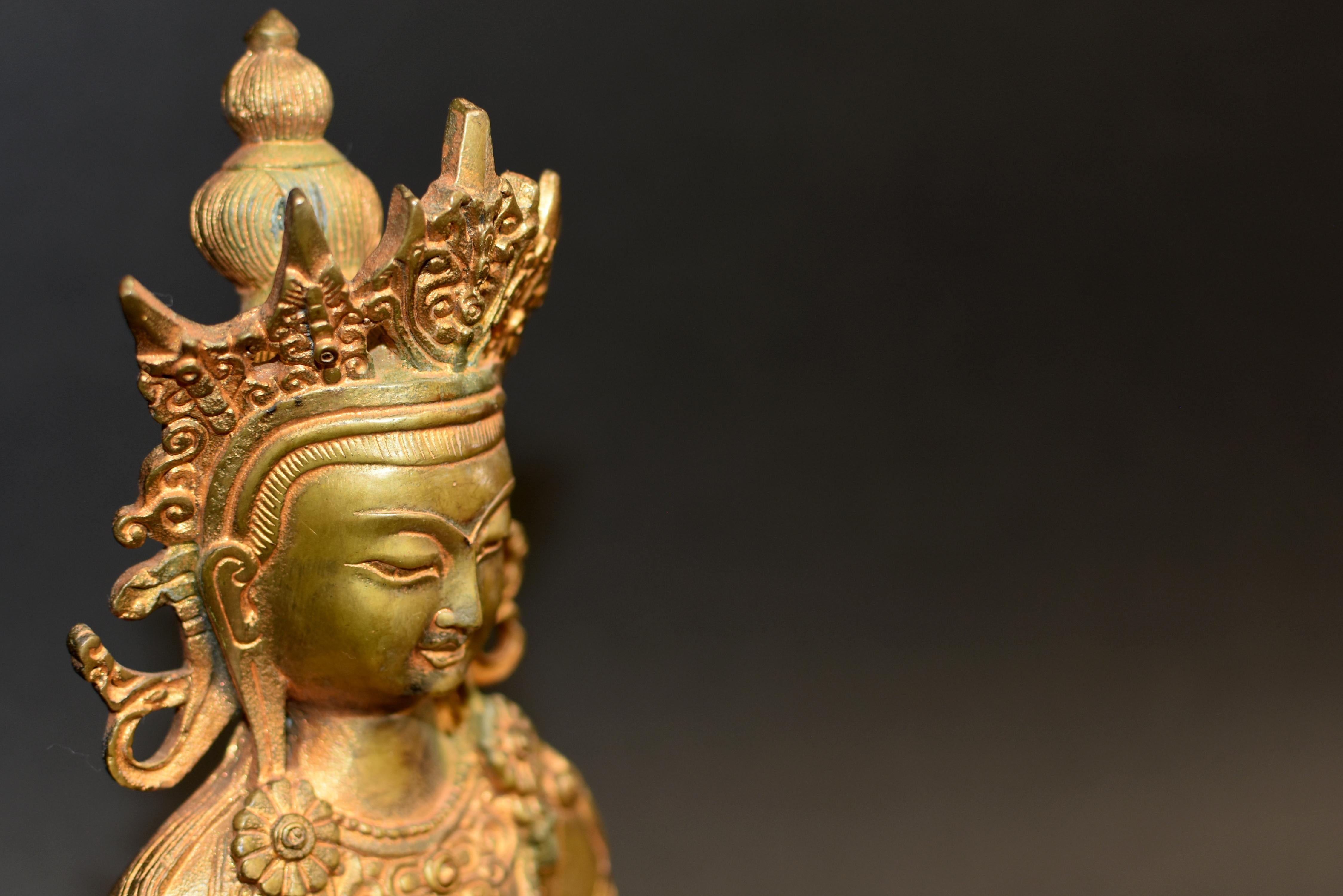 Gilt Bronze Tibetan Buddha Statue of Vajrassatva 1