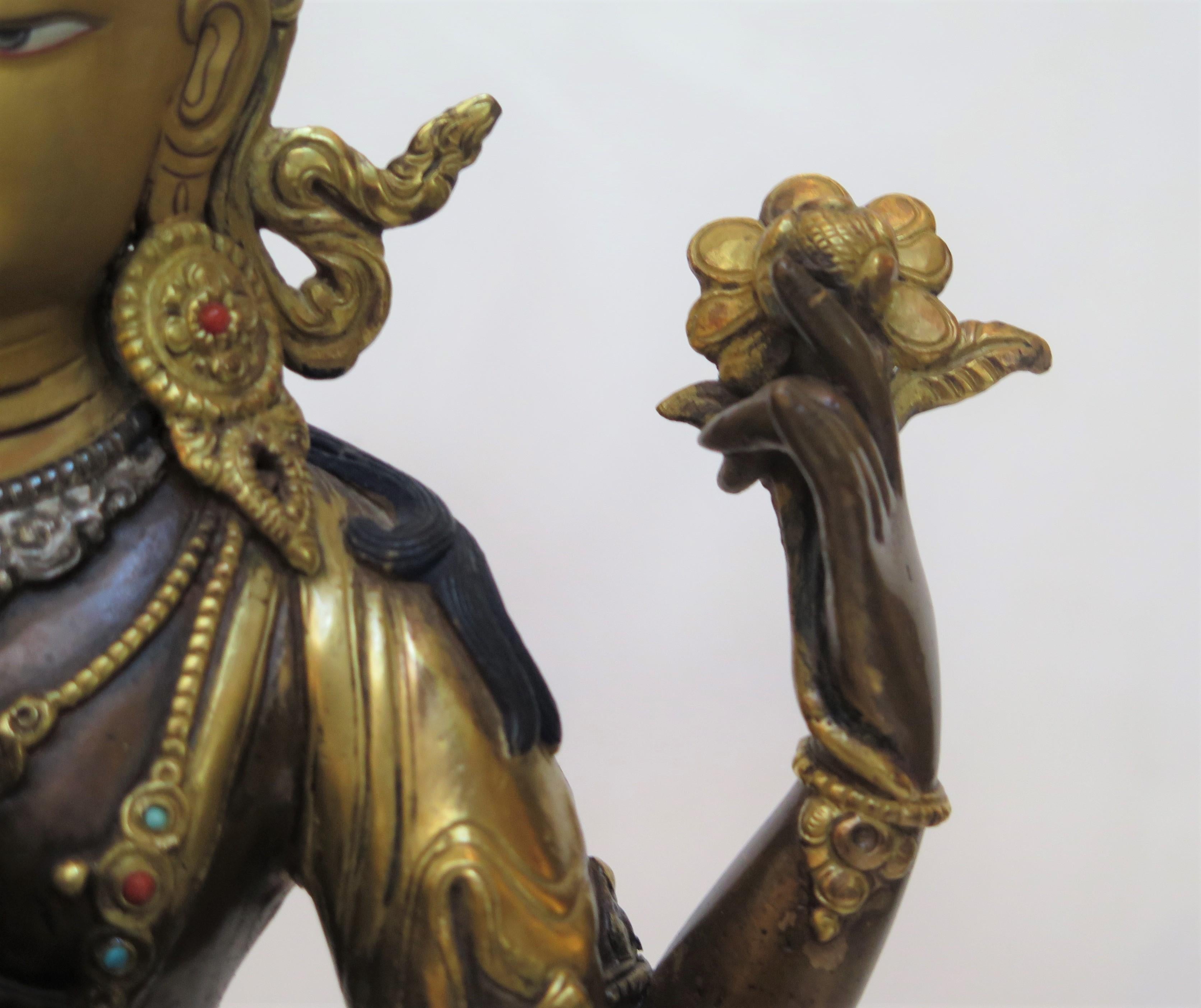 Gilt Bronze Tibetan Buddhist Deity Chenrezig 'Four-Armed Avalokiteshvara' For Sale 4