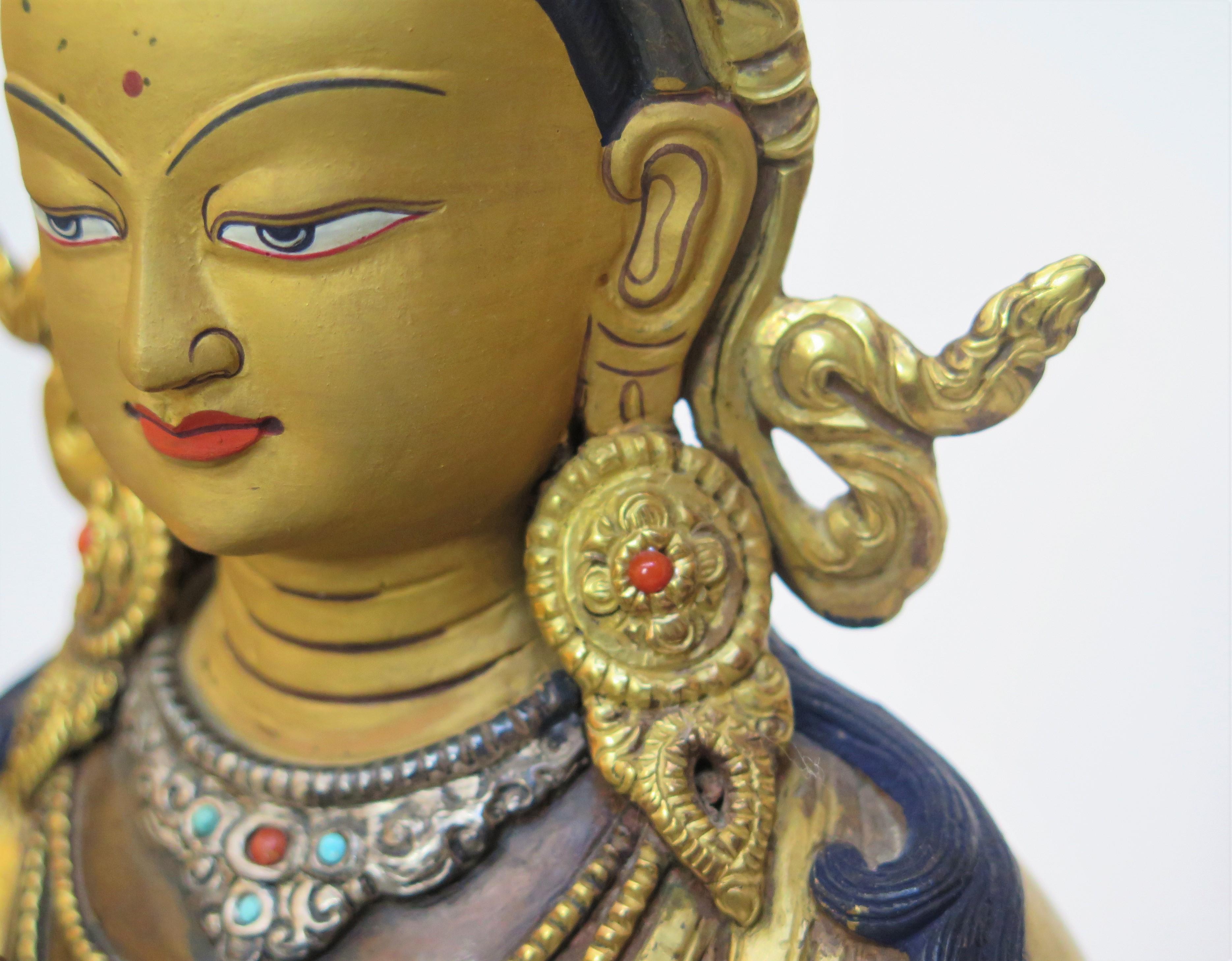 Gilt Bronze Tibetan Buddhist Deity Chenrezig 'Four-Armed Avalokiteshvara' For Sale 5