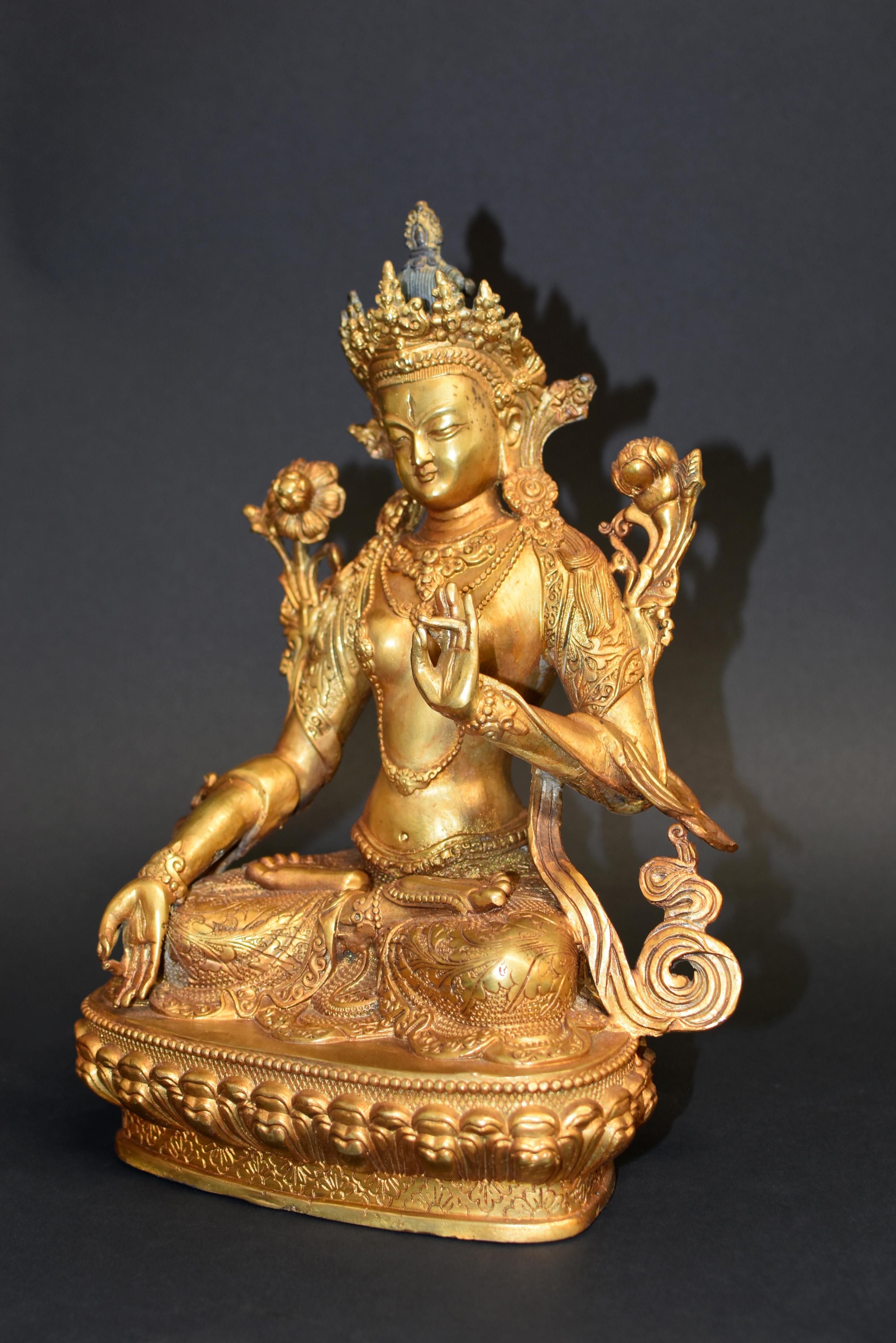 20th Century Gilt Bronze Tibetan White Tara