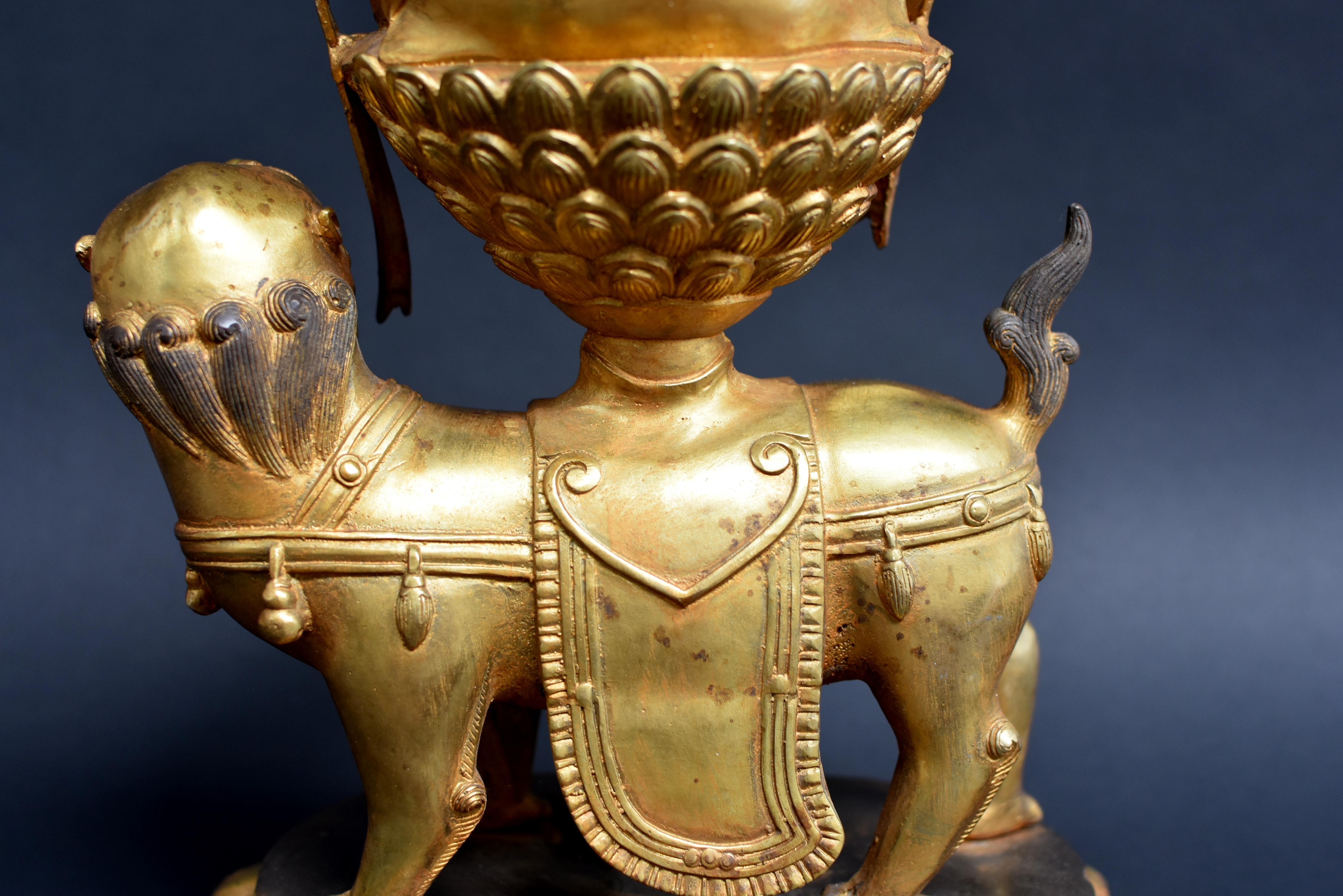 Gilt Bronze Tibetan White Tara on High Pedestal 10 lb For Sale 12