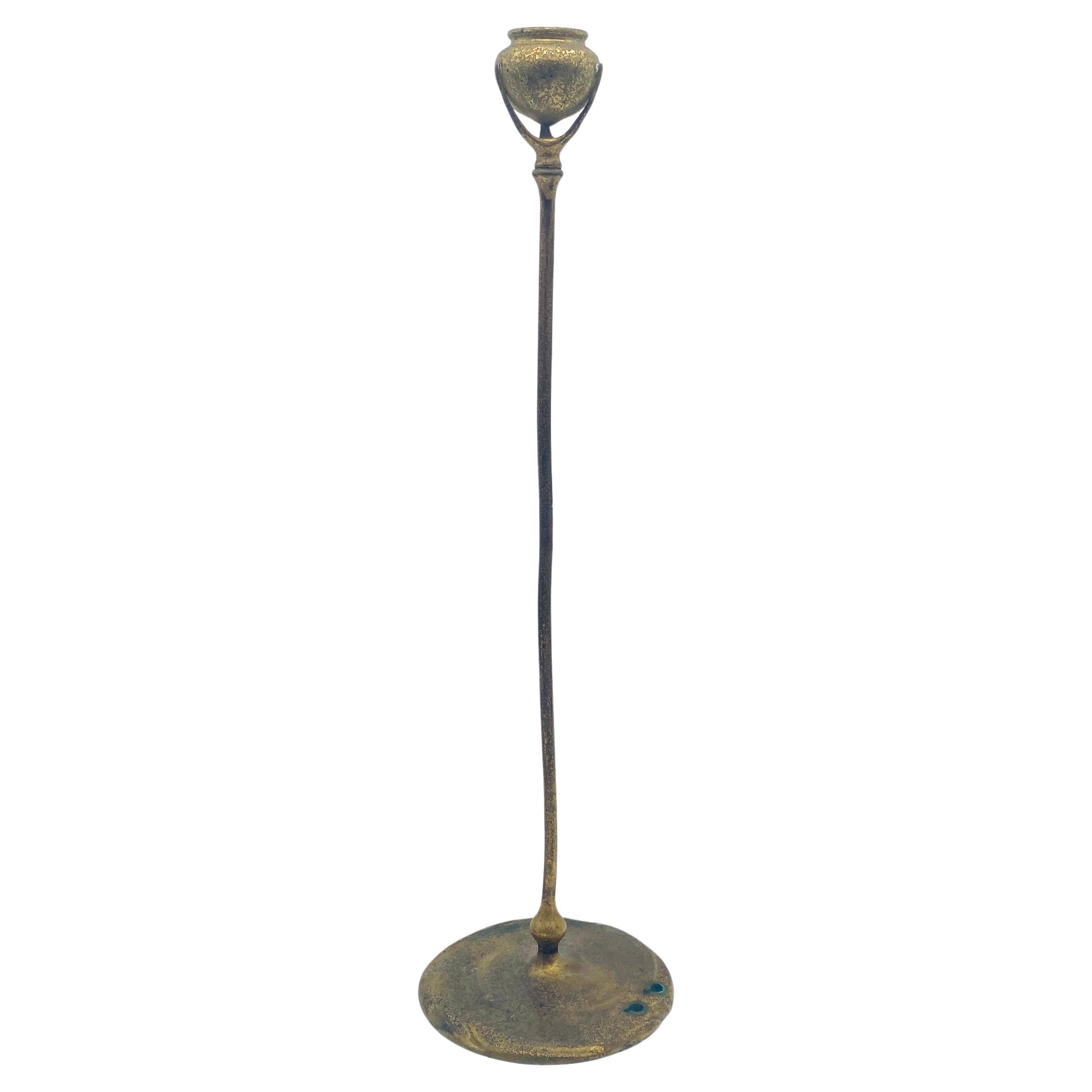 Gilt Bronze Tiffany "Puddlestick" Candlestick New York 20th Century For Sale