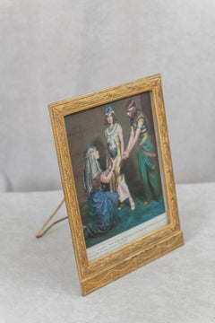 Gilt Bronze Tiffany Studios Picture Frame w/ Colored Photo of His 3 Daughters