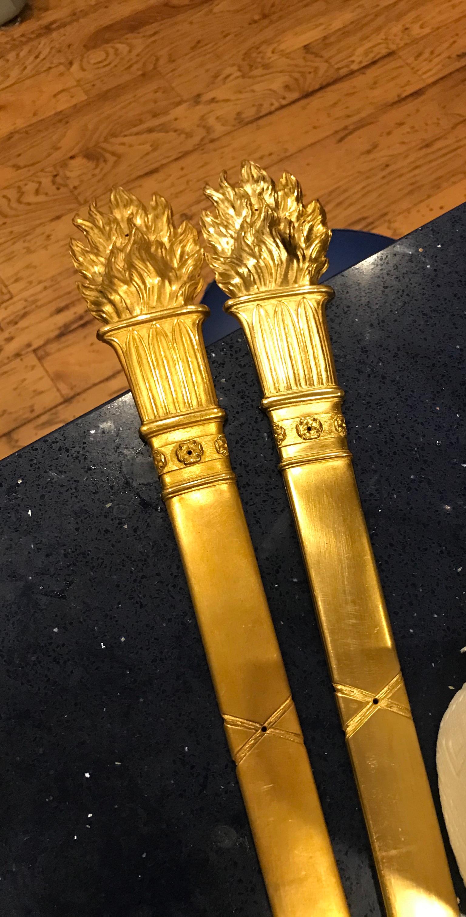 Gilt Bronze Torches in Quiver Form Mounted as Appliqués Signed P. E. Guerin 4