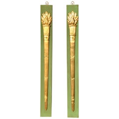 Gilt Bronze Torches in Quiver Form Mounted as Appliqués Signed P. E. Guerin