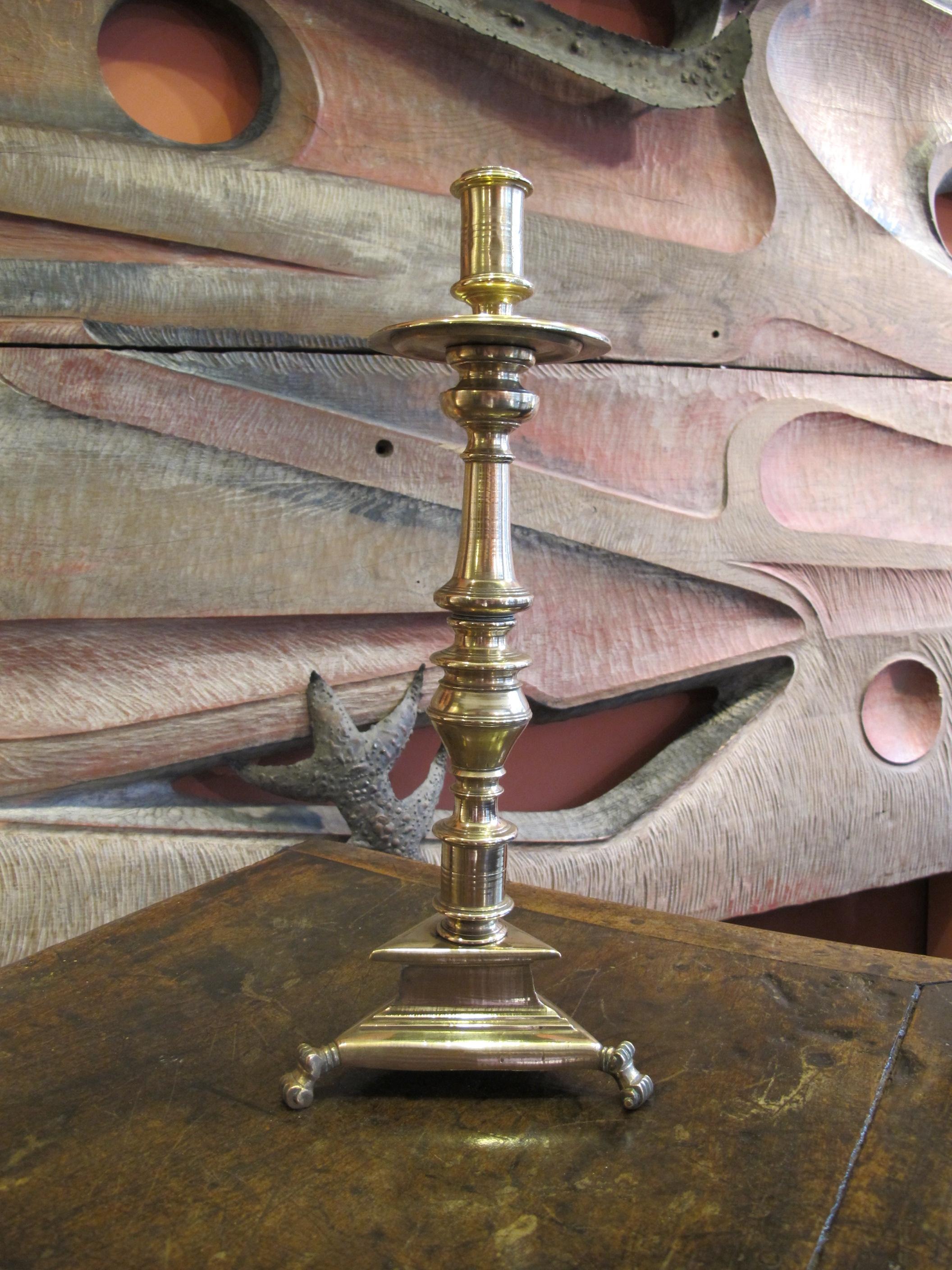 French Gilt Bronze Tripod Candlestick For Sale