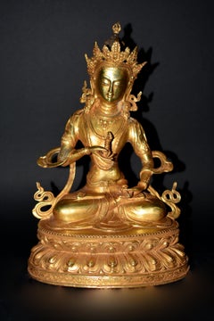 Gilt Bronze Tibetan Buddha Vajrasattva  Statue 13"