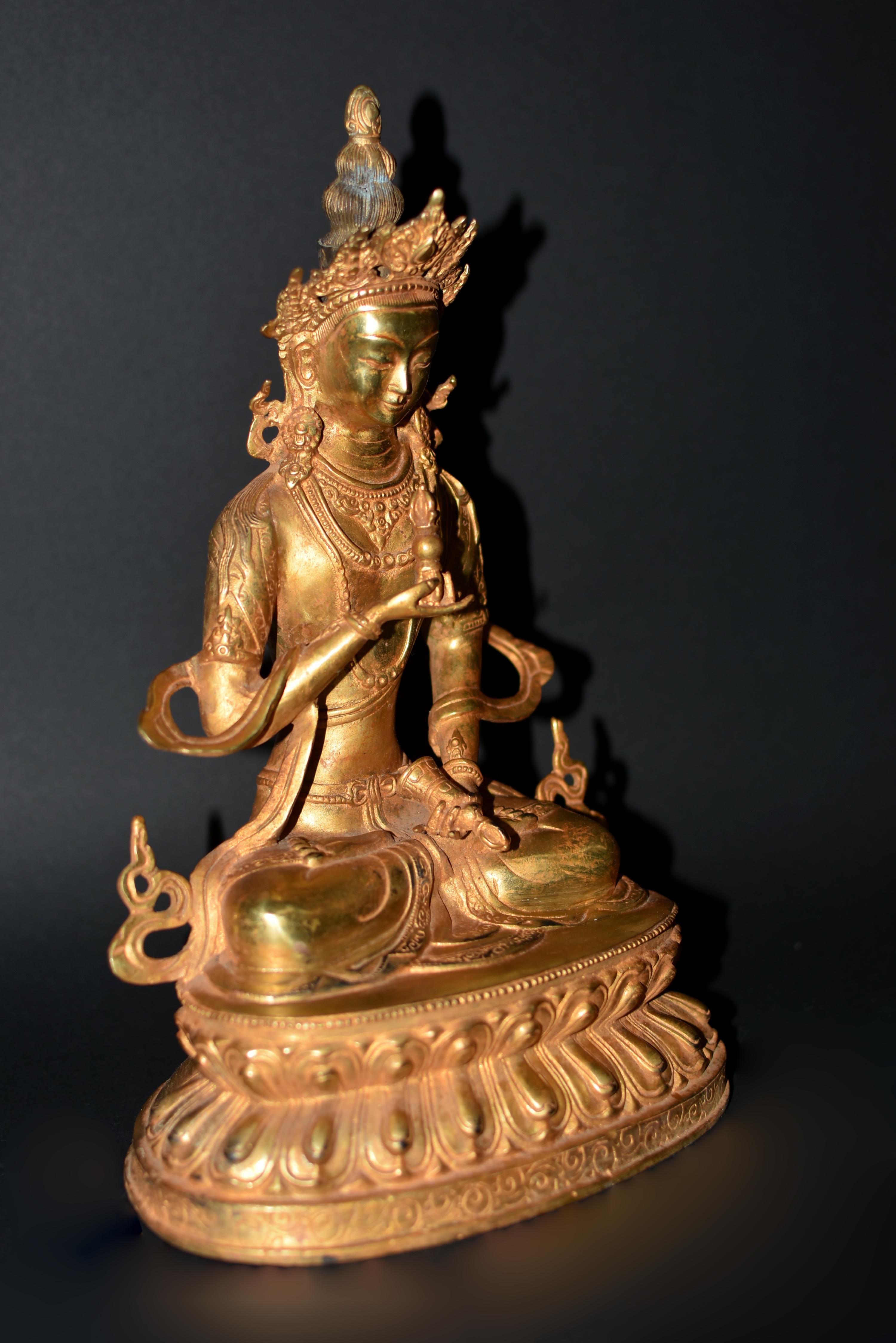 Gilt Bronze Tibetan Buddha Statue Vajrasatwa 14