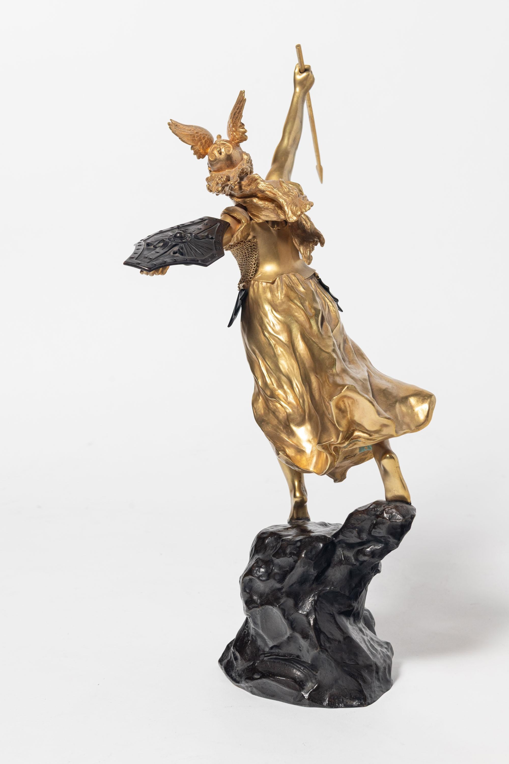 Gilt Bronze Valquiria Sculpture Signed Jean Baptiste Belloc ‘1863-1919’ In Good Condition For Sale In Buenos Aires, Buenos Aires