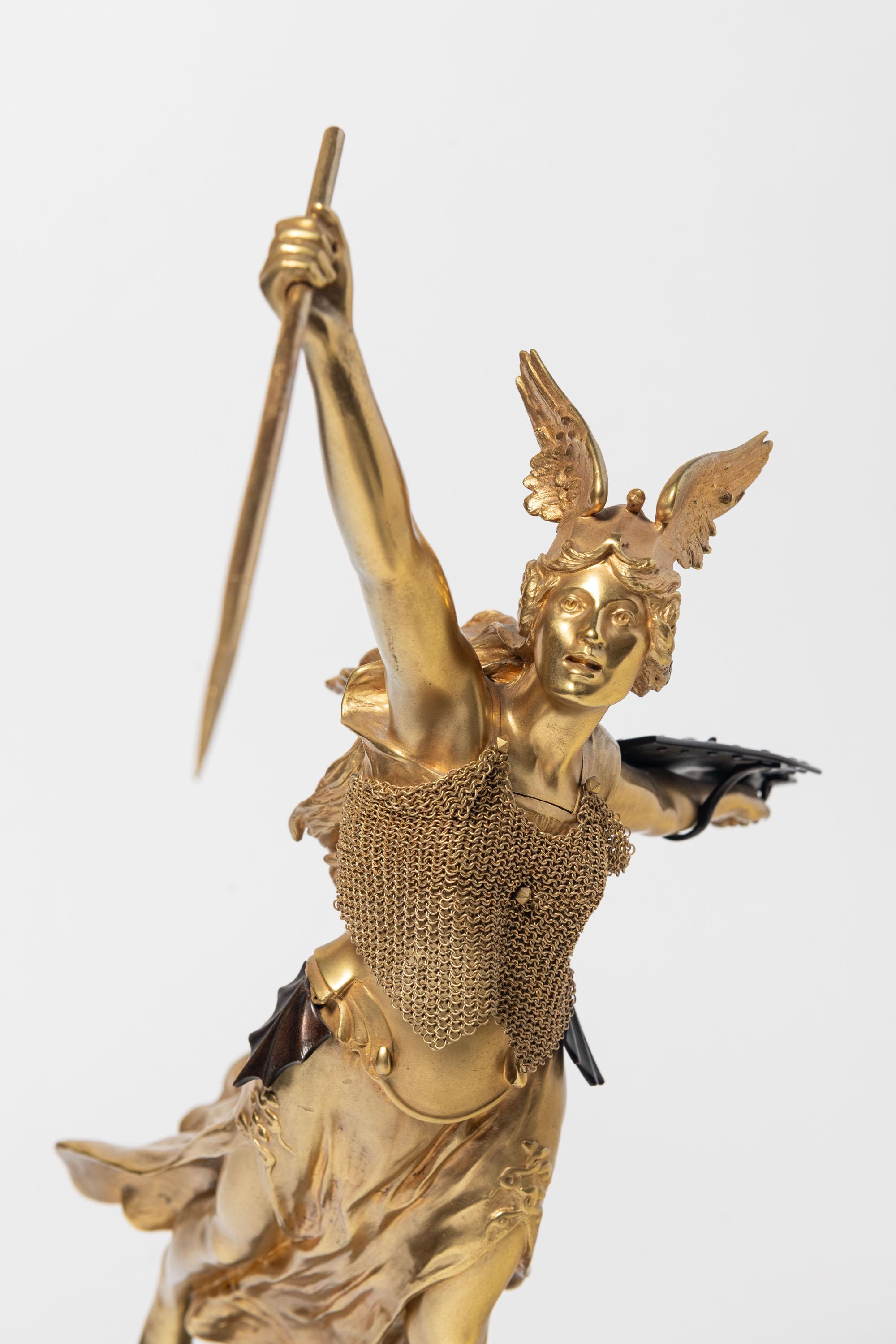 Gilt Bronze Valquiria Sculpture Signed Jean Baptiste Belloc ‘1863-1919’ For Sale 2
