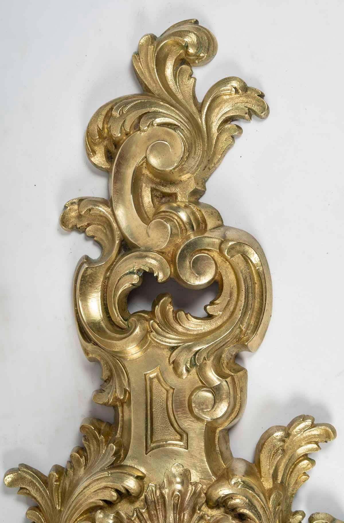 Gilt Bronze Wall Clock, Louis XV Style, Early 20th Century. For Sale 1
