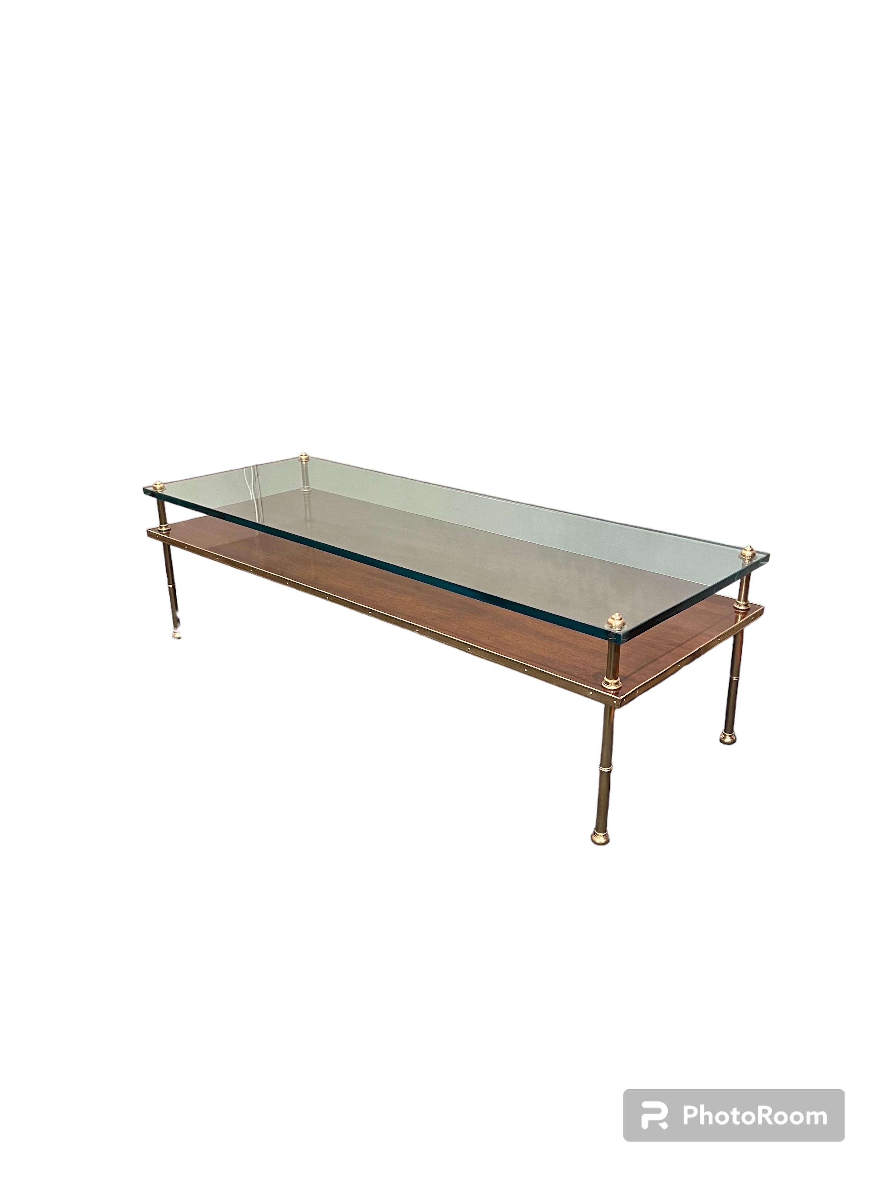 Gilt-Bronze, Walnut & Glass Low Table For Sale 4