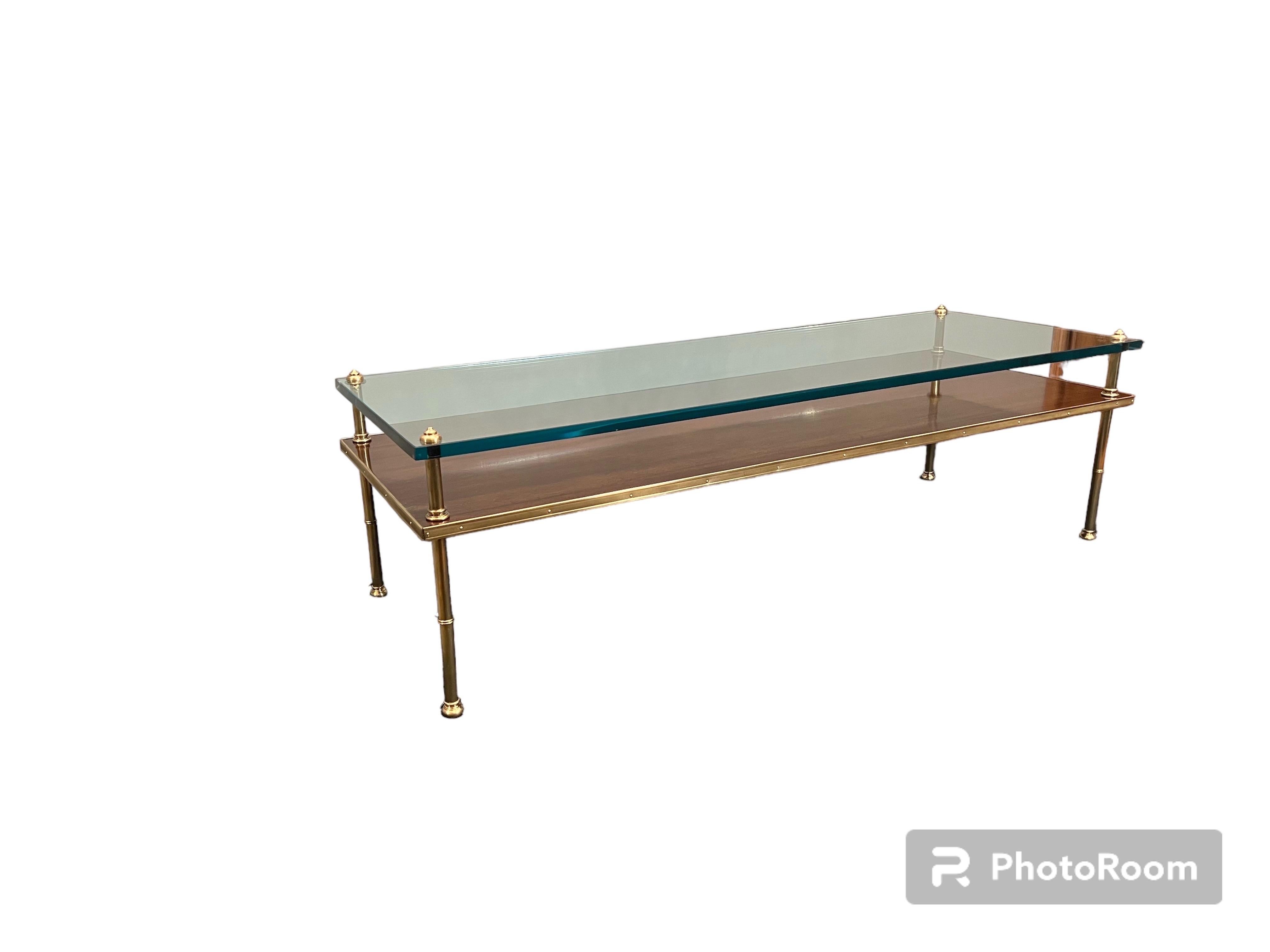Gilt-Bronze, Walnut & Glass Low Table For Sale 3