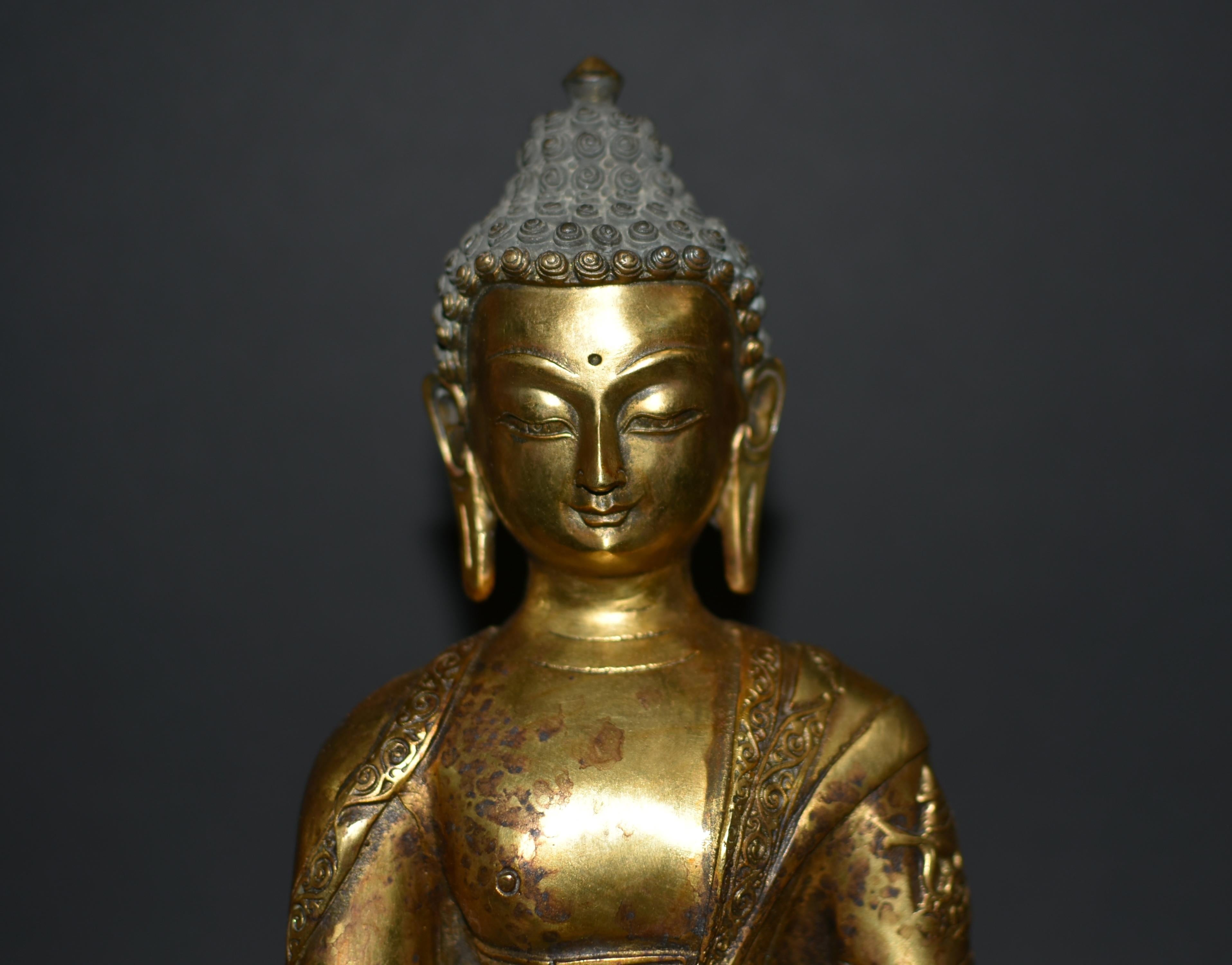 Gilt Bronze Young Buddha Shakyamuni Statue In Good Condition In Somis, CA
