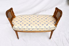 Gilt Caned Louis XVI Style Window Bench